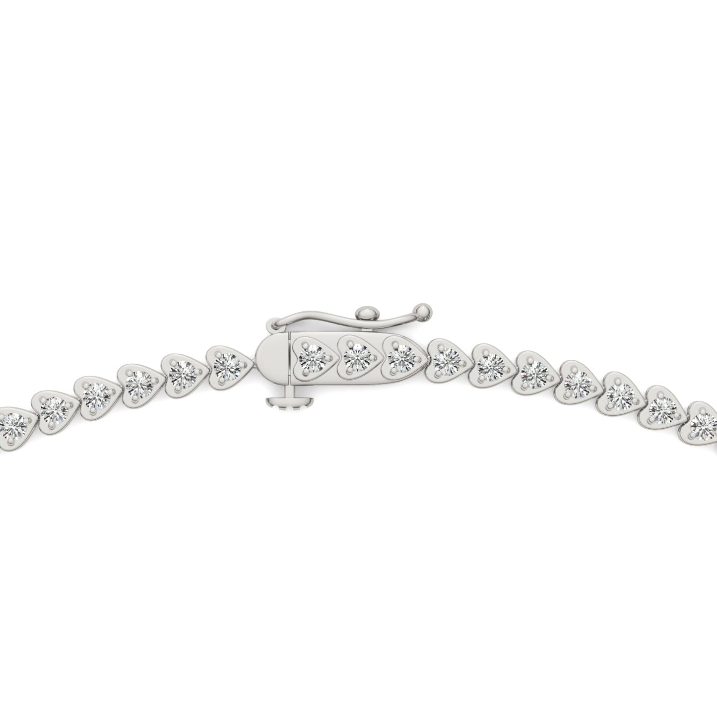 2.18 CTW DEW Moissanite East-West Heart Tennis Necklace in Sterling Silver