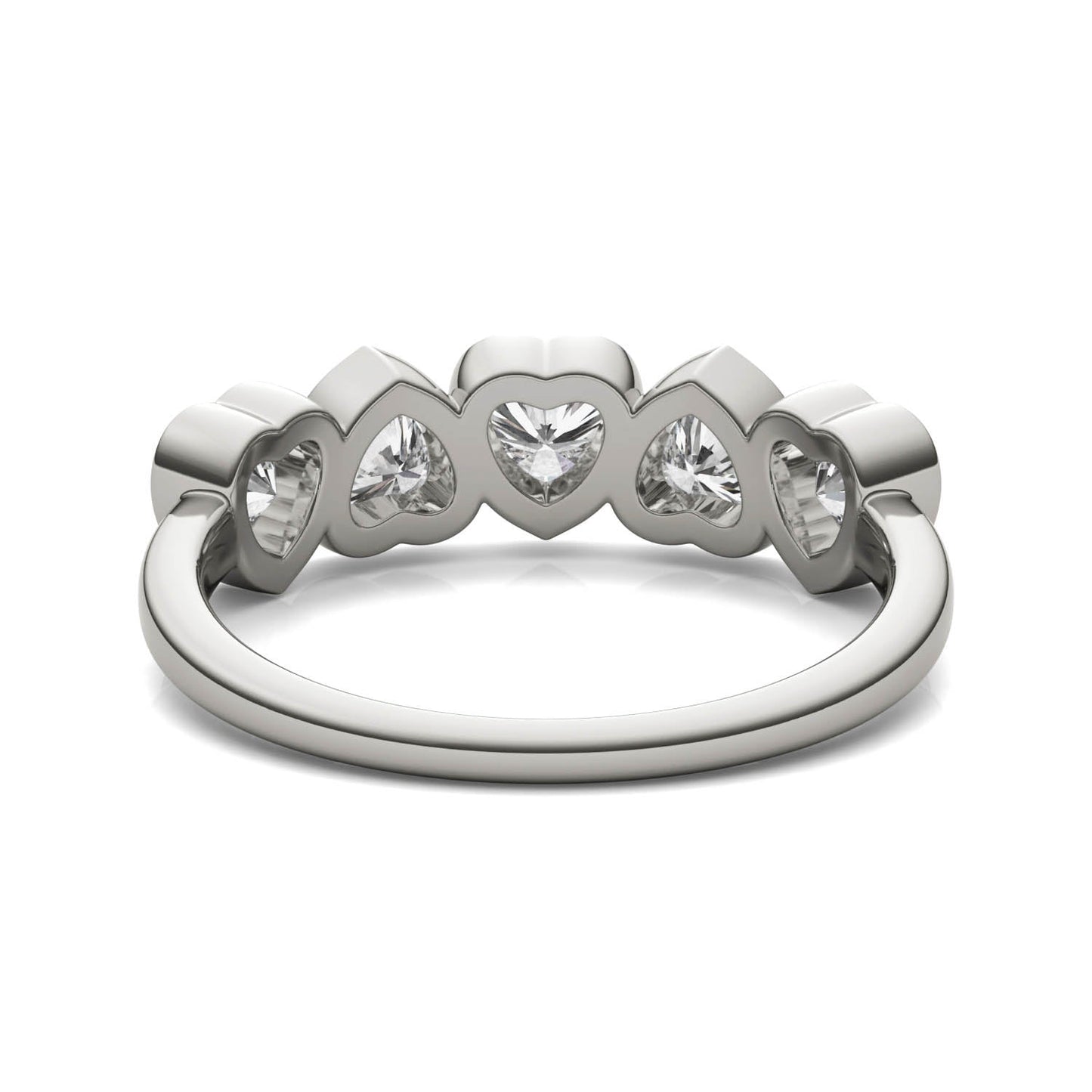 1.15 CTW DEW Heart Moissanite Five-Stone Band in Sterling Silver