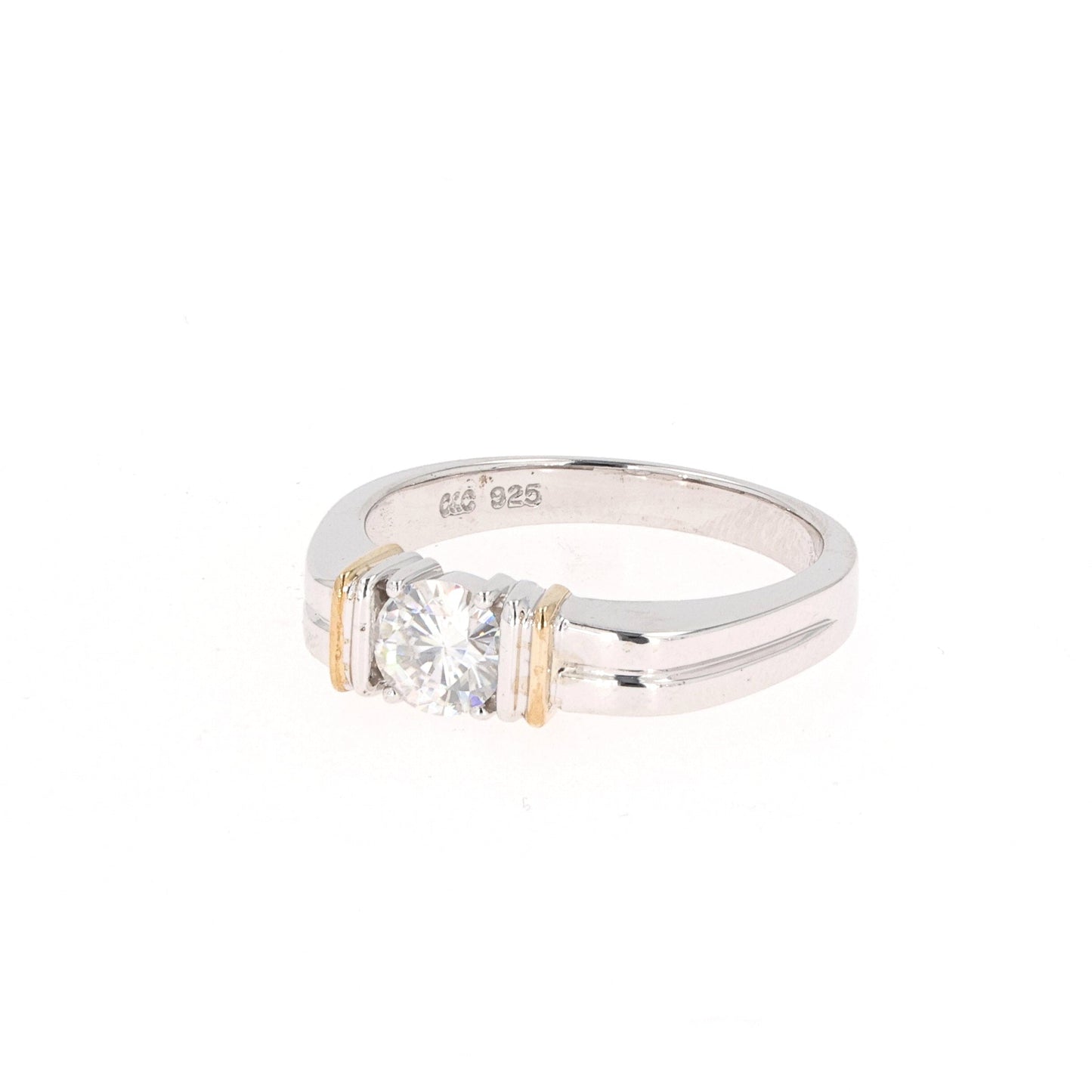 0.80 CTW DEW Round Moissanite Men's Band in Two-Tone Sterling Silver