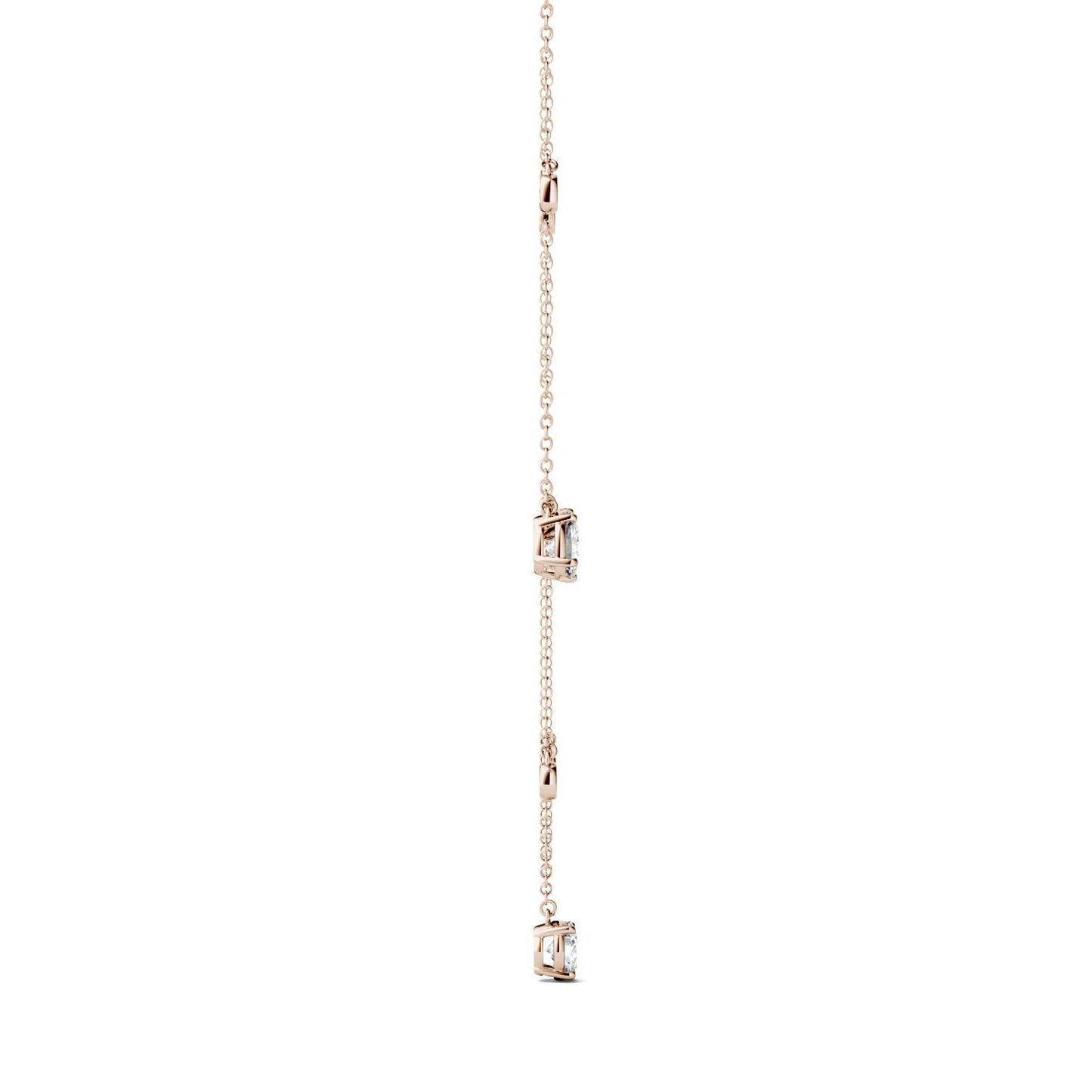 1.08 CTW DEW Round Moissanite Station Drop Necklace in 14K Rose Gold
