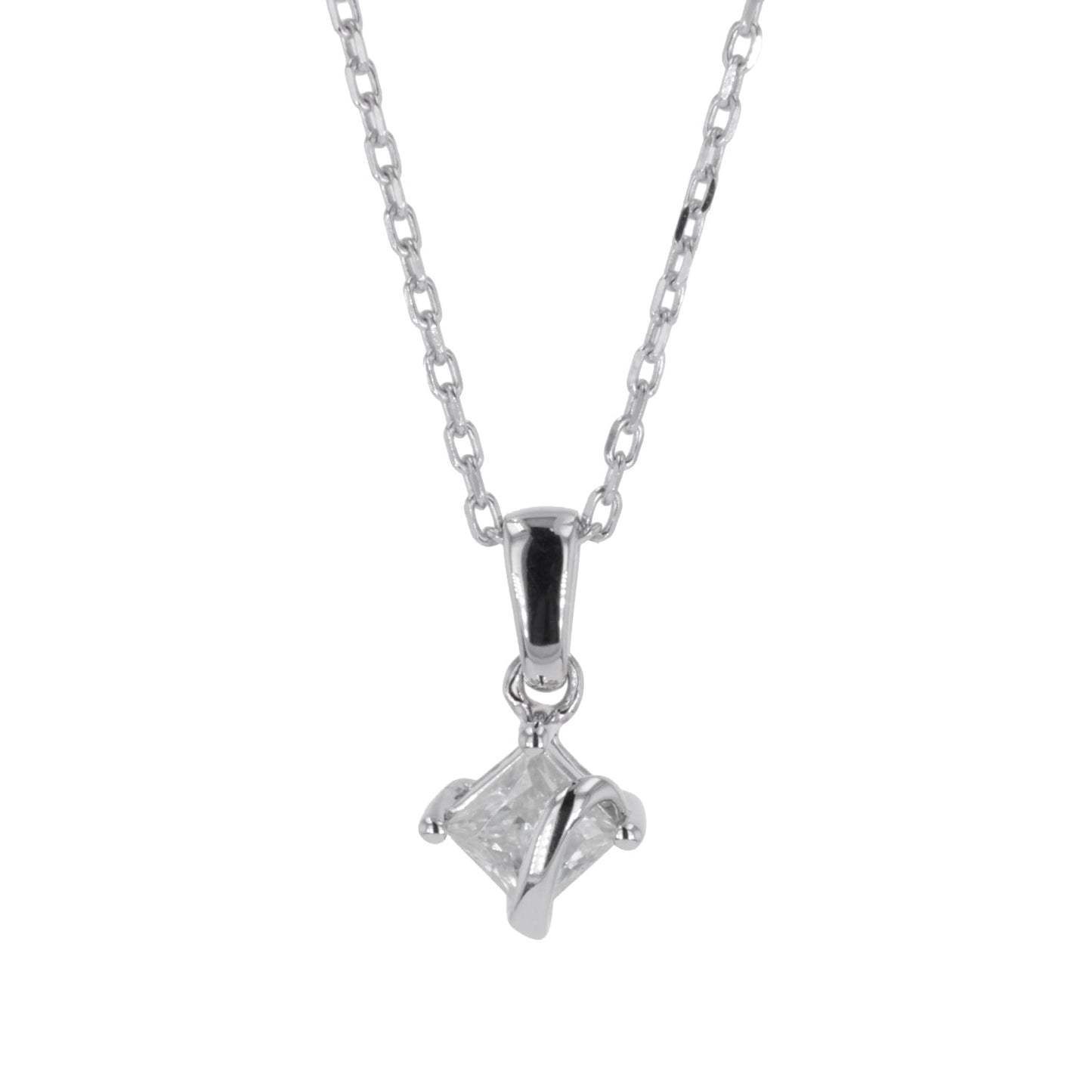 0.37 CTW DEW Square Moissanite Fashion Pendant in Sterling Silver
