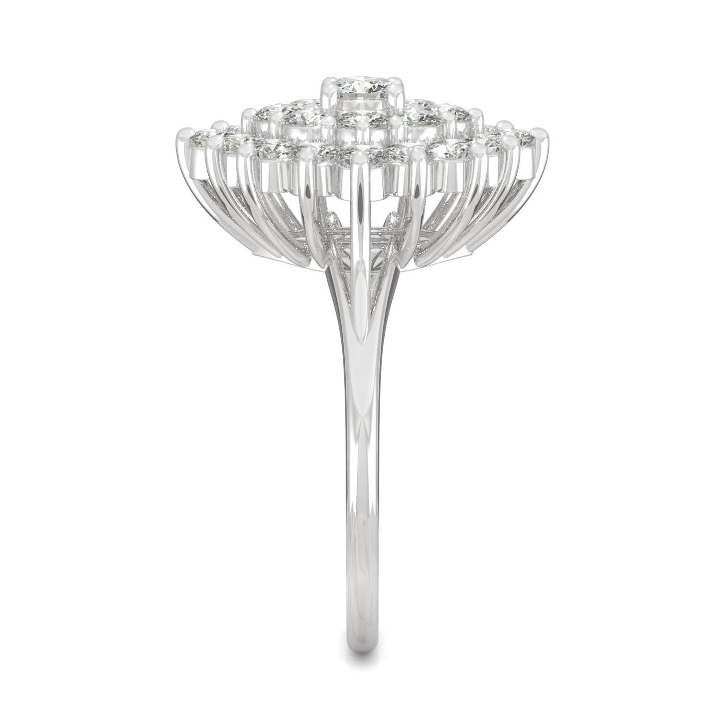 1.12 CTW DEW Round Moissanite Fashion Ring in 14K White Gold