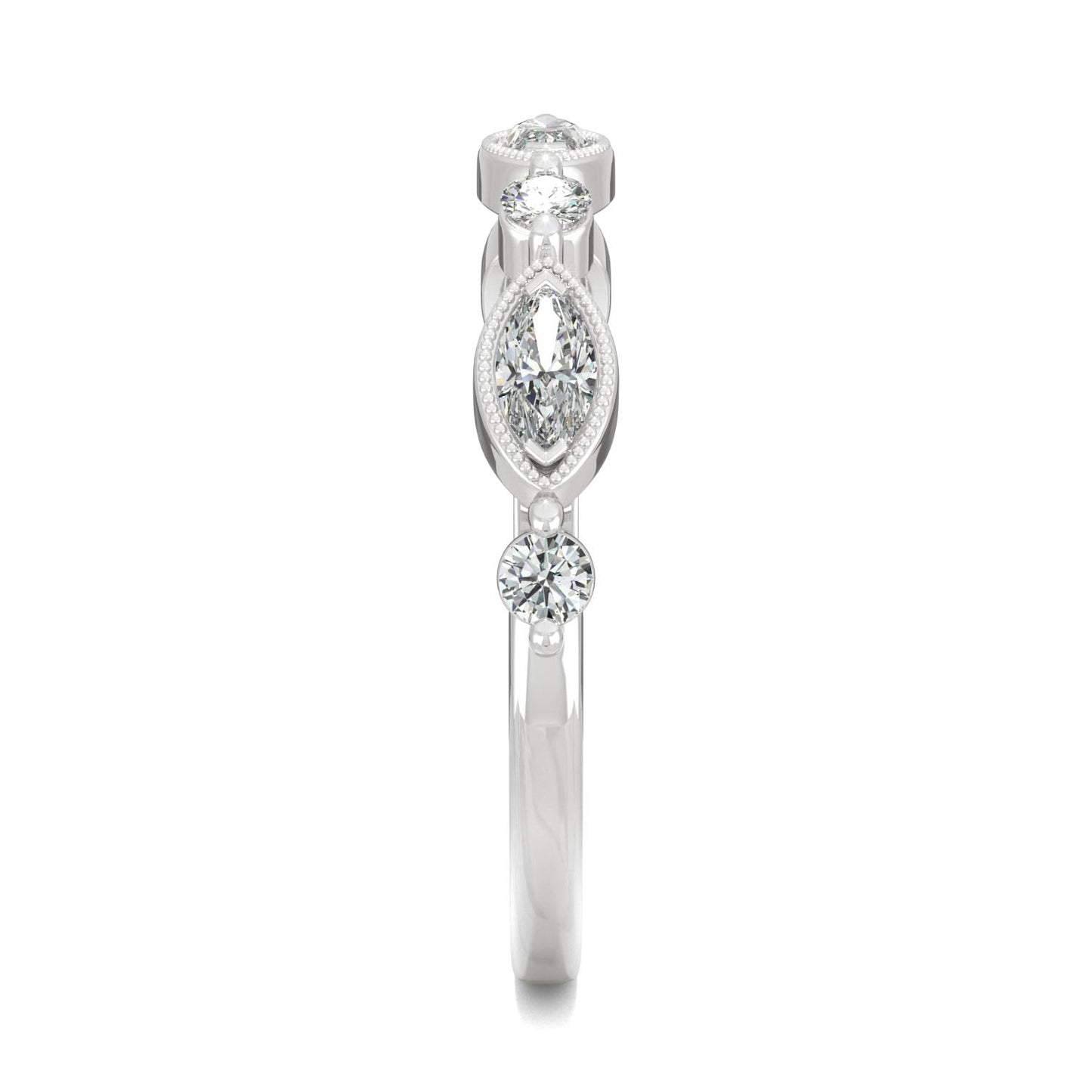 0.33 CTW DEW Marquise Moissanite Anniversary Band in 14K White Gold