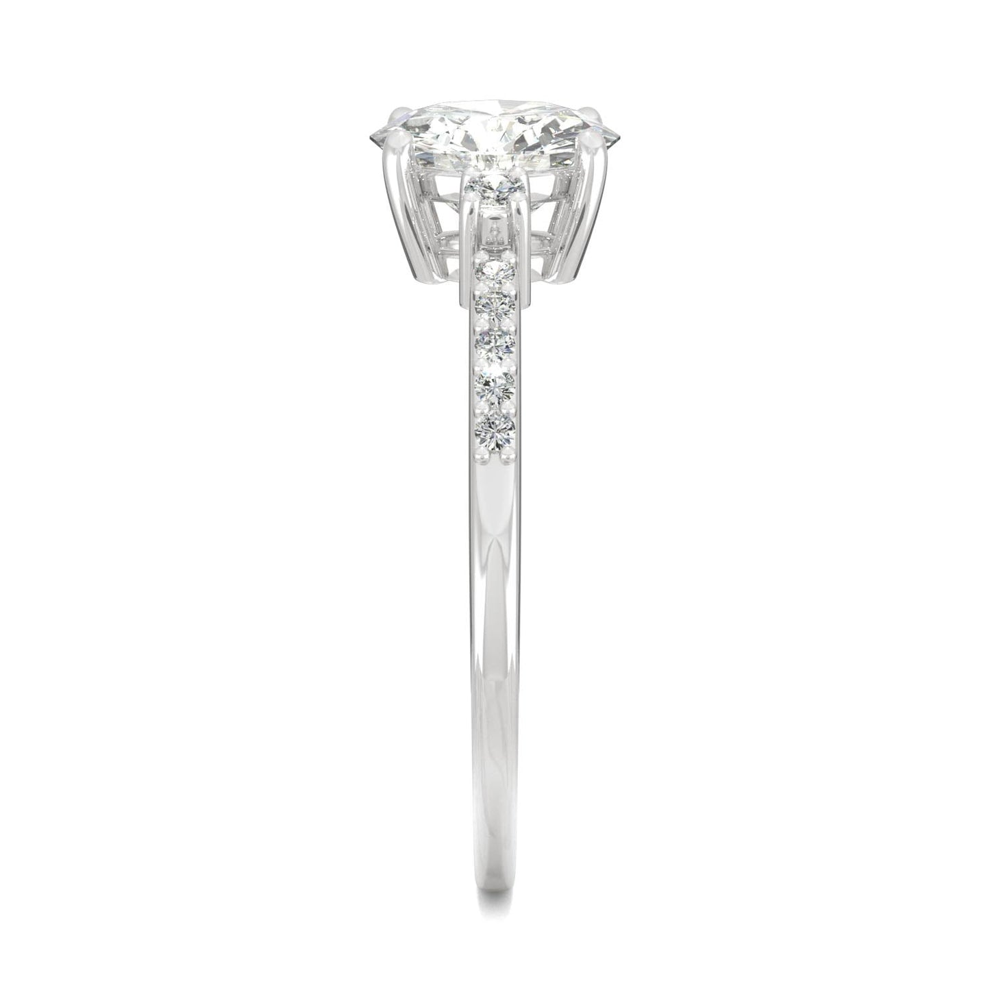 1.31 CTW DEW Round Moissanite Engagement Ring in 14K White Gold
