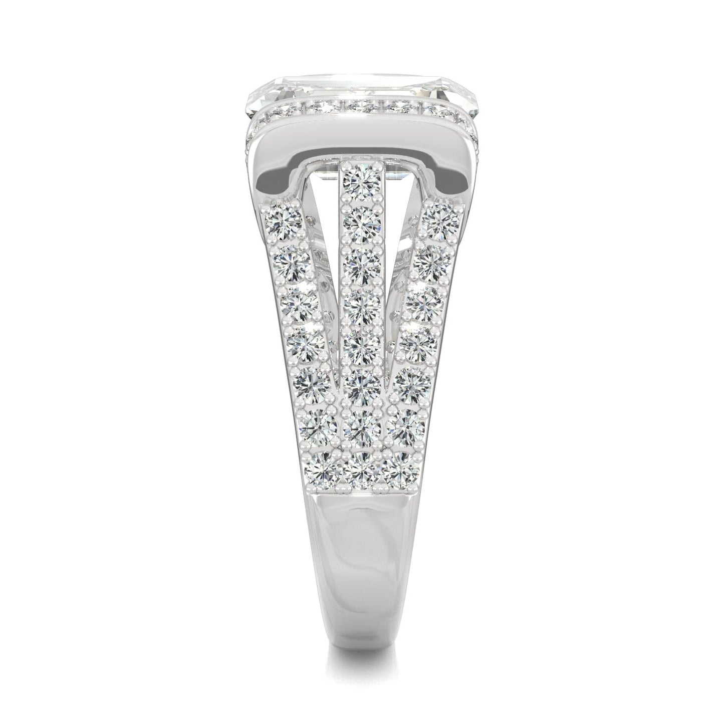 4.50 CTW DEW Emerald Moissanite Fashion Ring in 14K White Gold