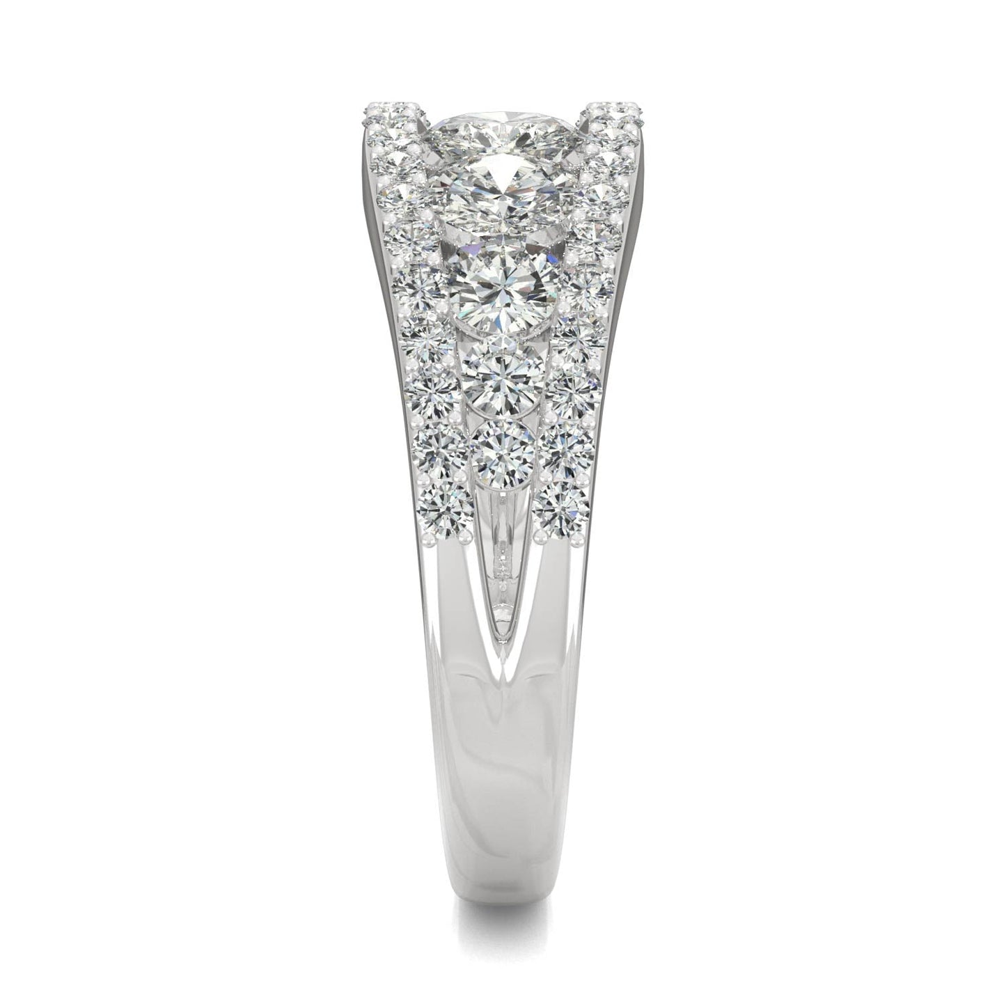 1.53 CTW DEW Round Moissanite Graduated Band in 14K White Gold