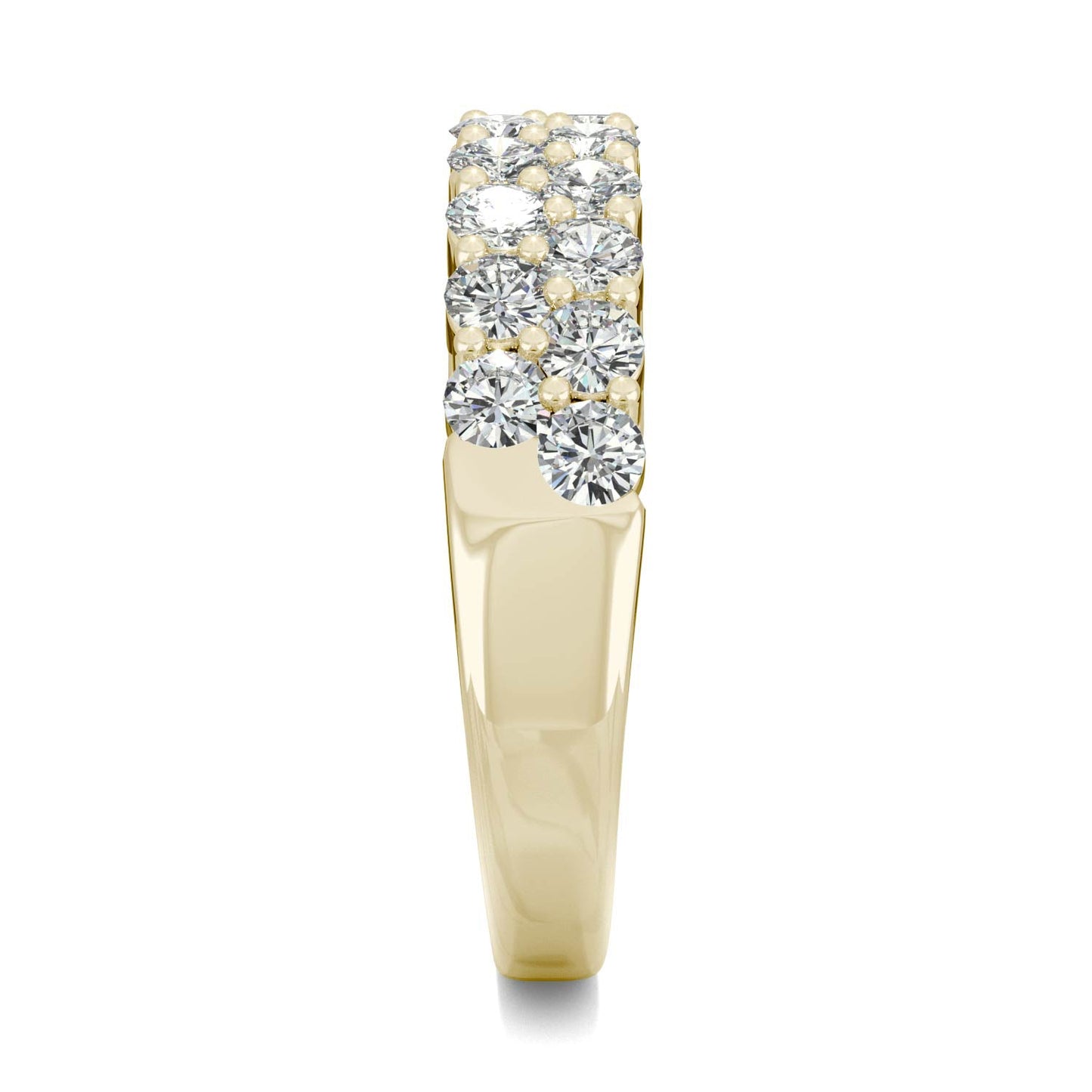 1.00 CTW DEW Round Moissanite Double-Row Band in 14K Yellow Gold
