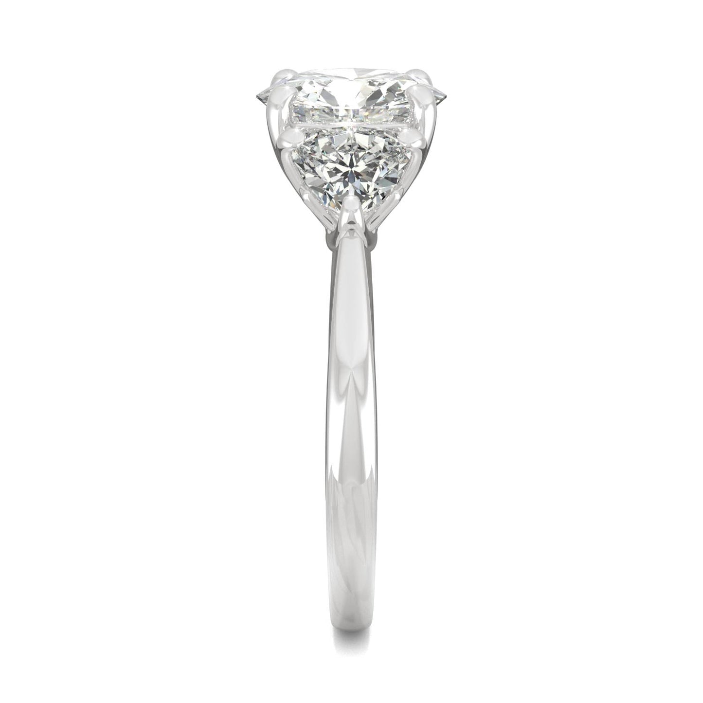 2.70 CTW DEW Round Moissanite Three-Stone Ring in 14K White Gold