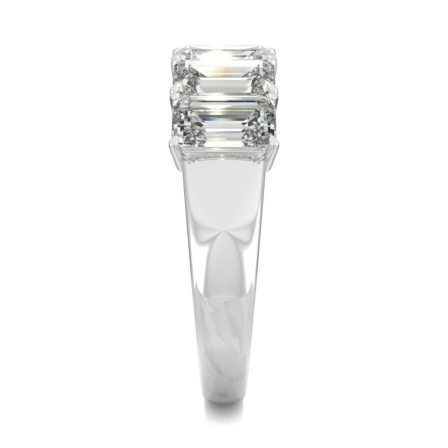 2.90 CTW DEW Emerald Moissanite Five-Stone Anniversary Band in 14K White Gold