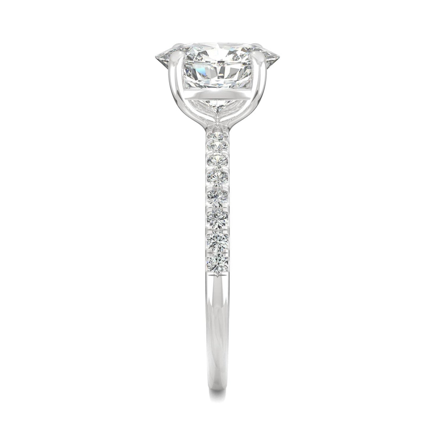 2.34 CTW DEW Oval Moissanite Basket Ring in 14K White Gold