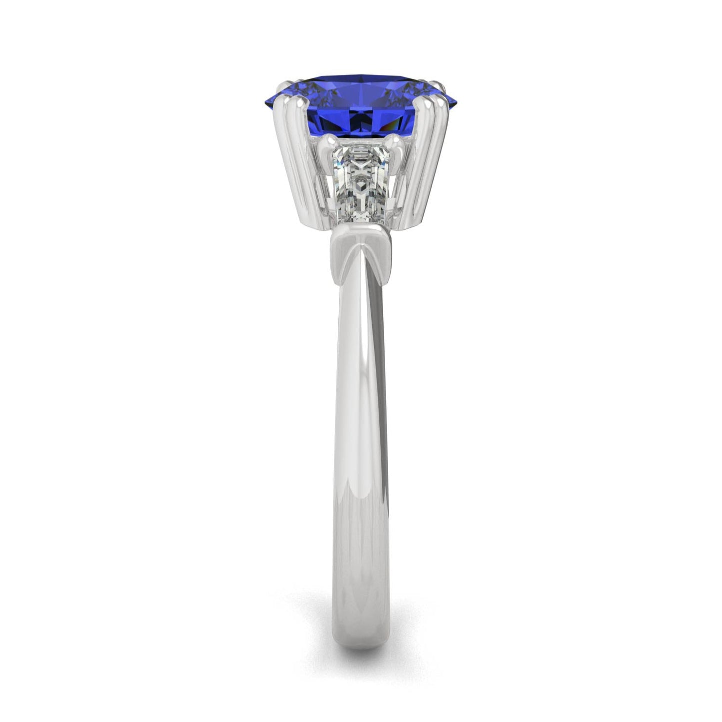 3.07 CTW DEW Round Created Sapphire Three-Stone Ring in 14K White Gold