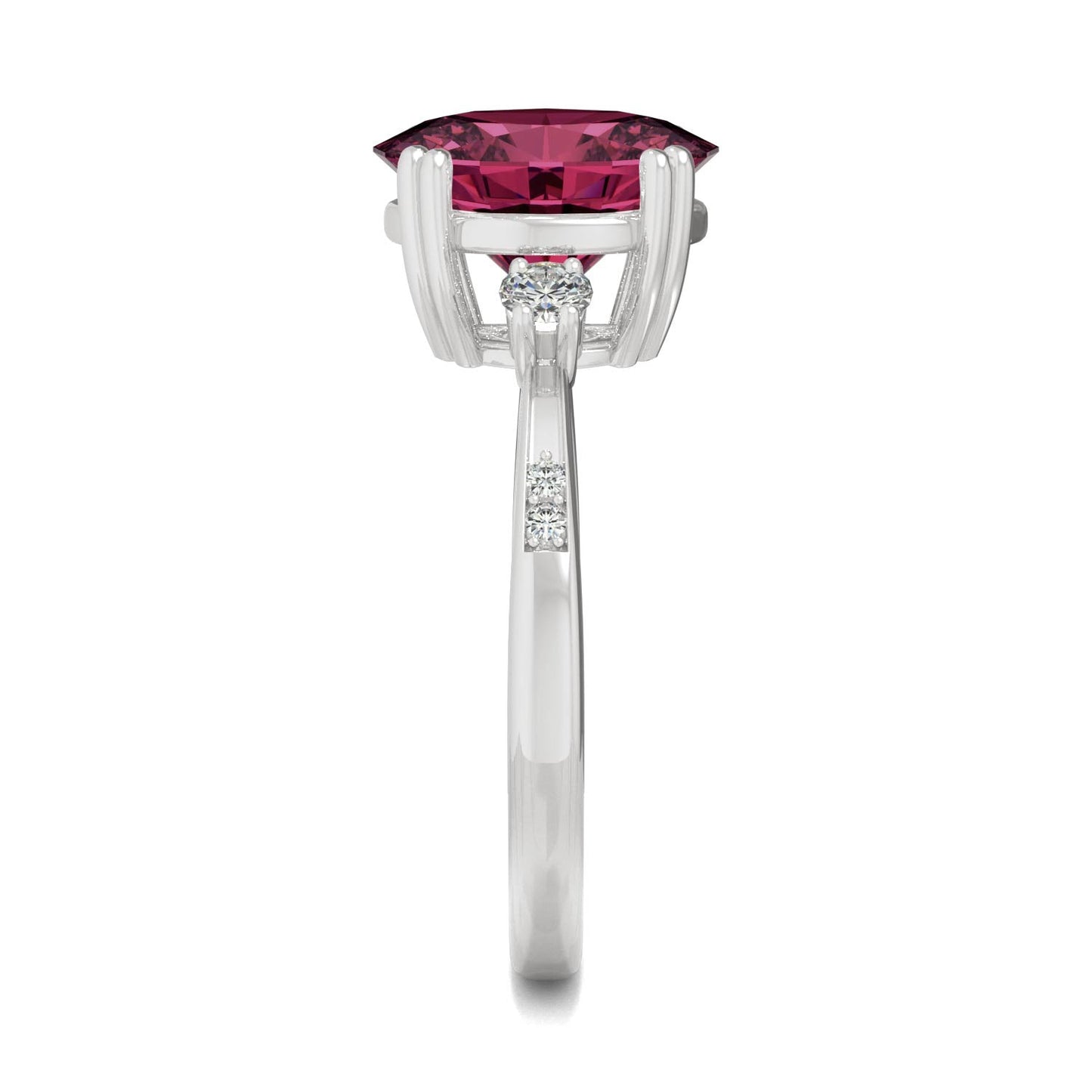 3.64 CTW DEW Oval Created Ruby Ring in 14K White Gold