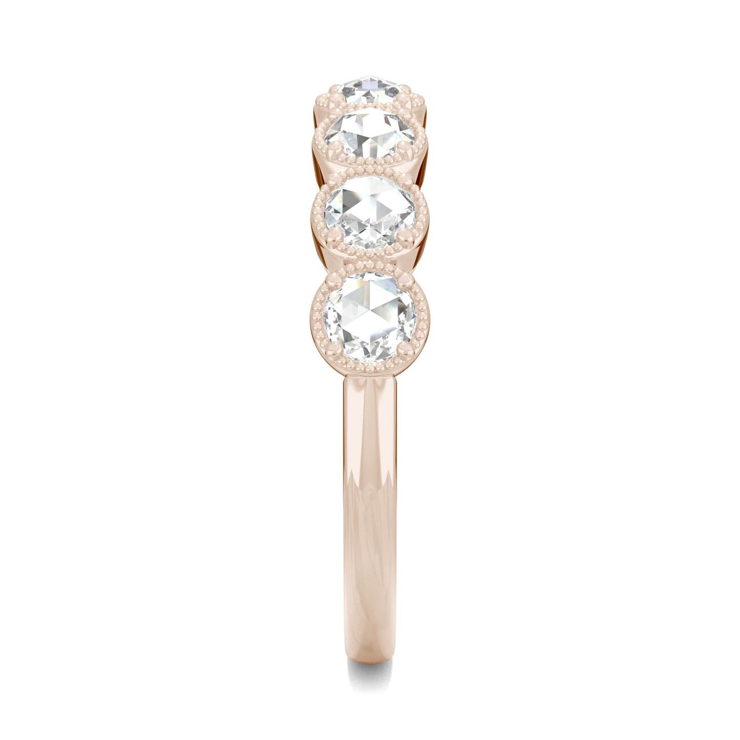 0.42 CTW DEW Rose-Cut Moissanite Seven-Stone Band in 14K Rose Gold