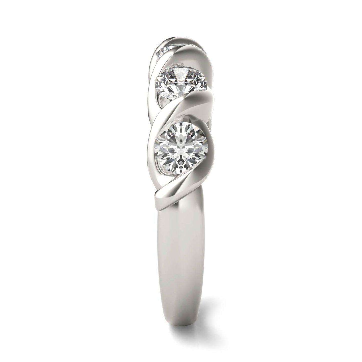 1.15 CTW DEW Round Moissanite Bypass Band in 14K White Gold