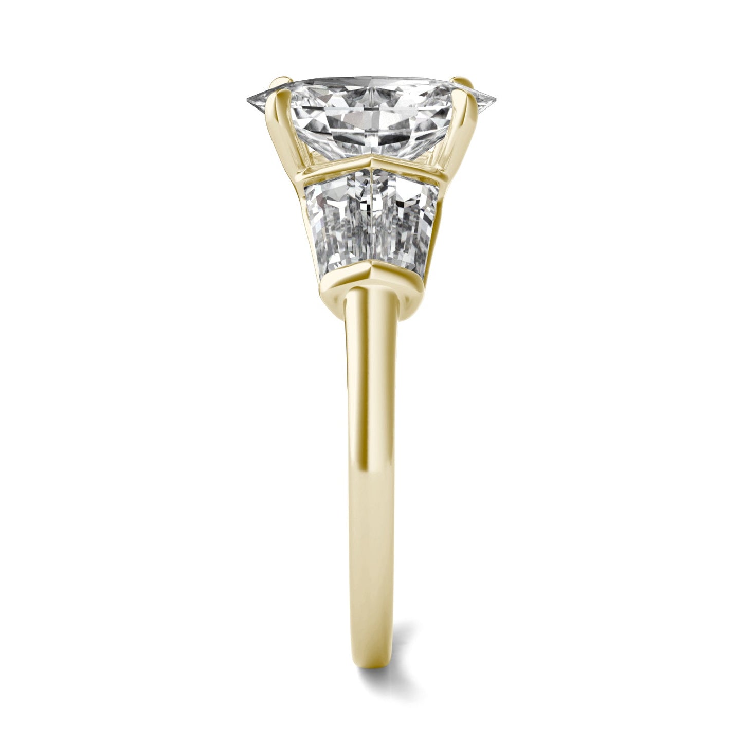 3.46 CTW DEW Elongated Oval Moissanite Five-Stone Ring in 14K Yellow Gold