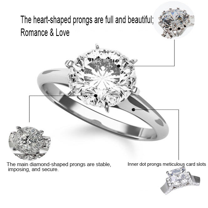 Starlight Queen Moissanite Ring – 925 Sterling Silver, 6-Prong Setting, GRA Certified