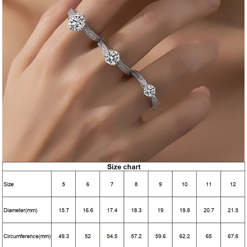 Starlight Queen Moissanite Ring – 925 Sterling Silver, 6-Prong Setting, GRA Certified