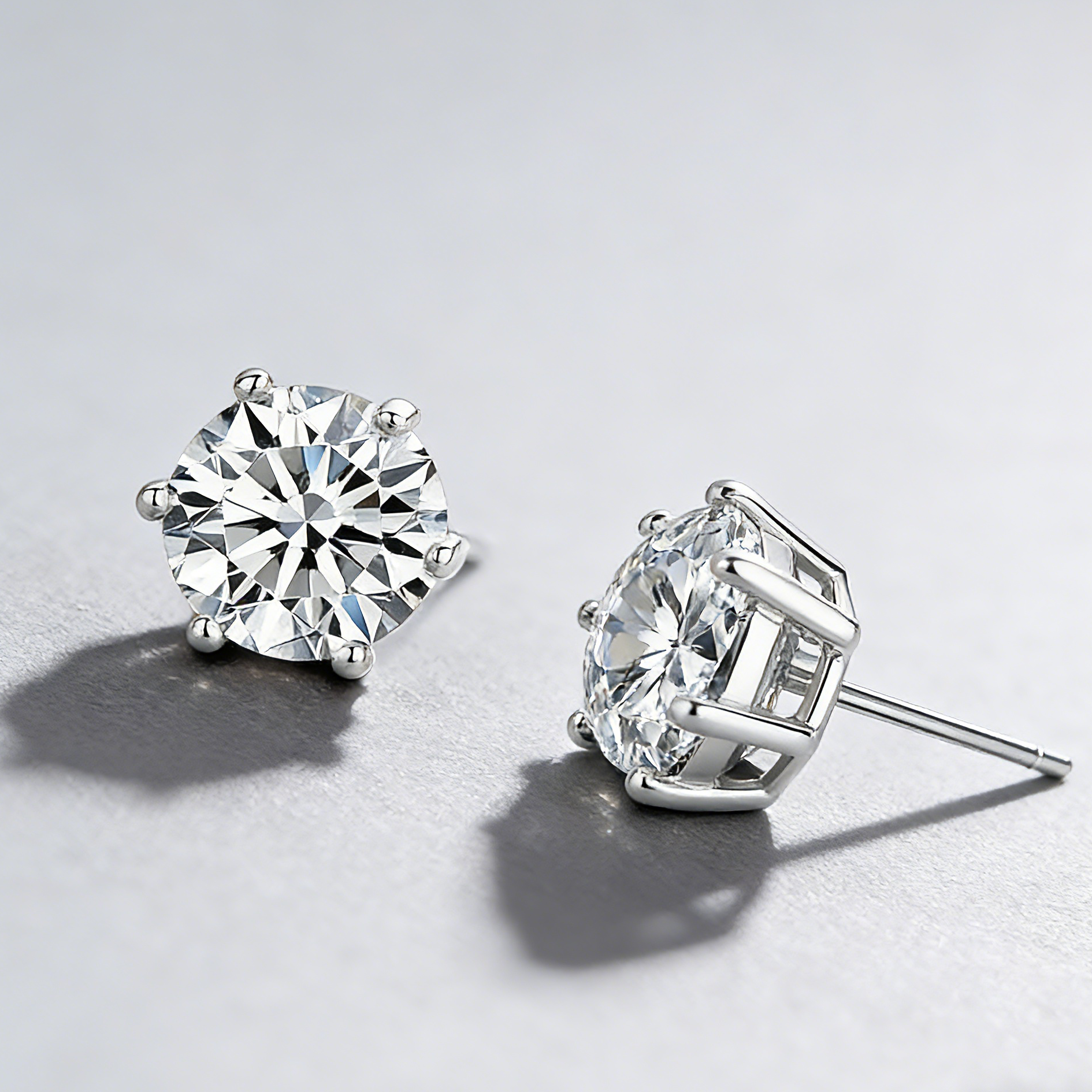 Moissanite Stud Earrings – 925 Sterling Silver, 6-Prong Setting, GRA Certified