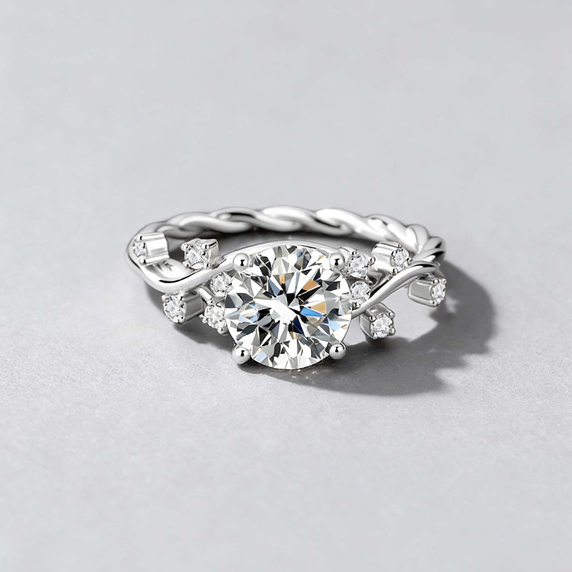 2CT Moissanite Vine Ring – 925 Sterling Silver Floral Design, GRA Certified