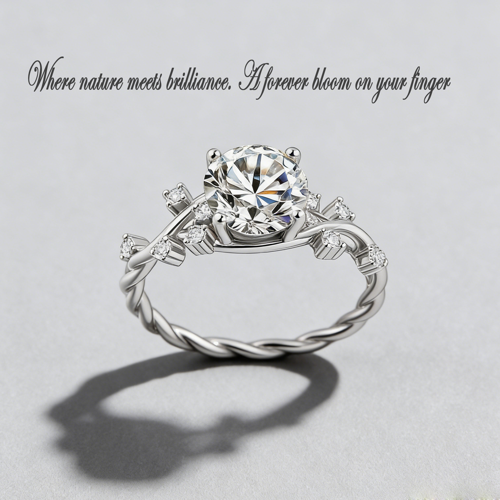 2CT Moissanite Vine Ring – 925 Sterling Silver Floral Design, GRA Certified