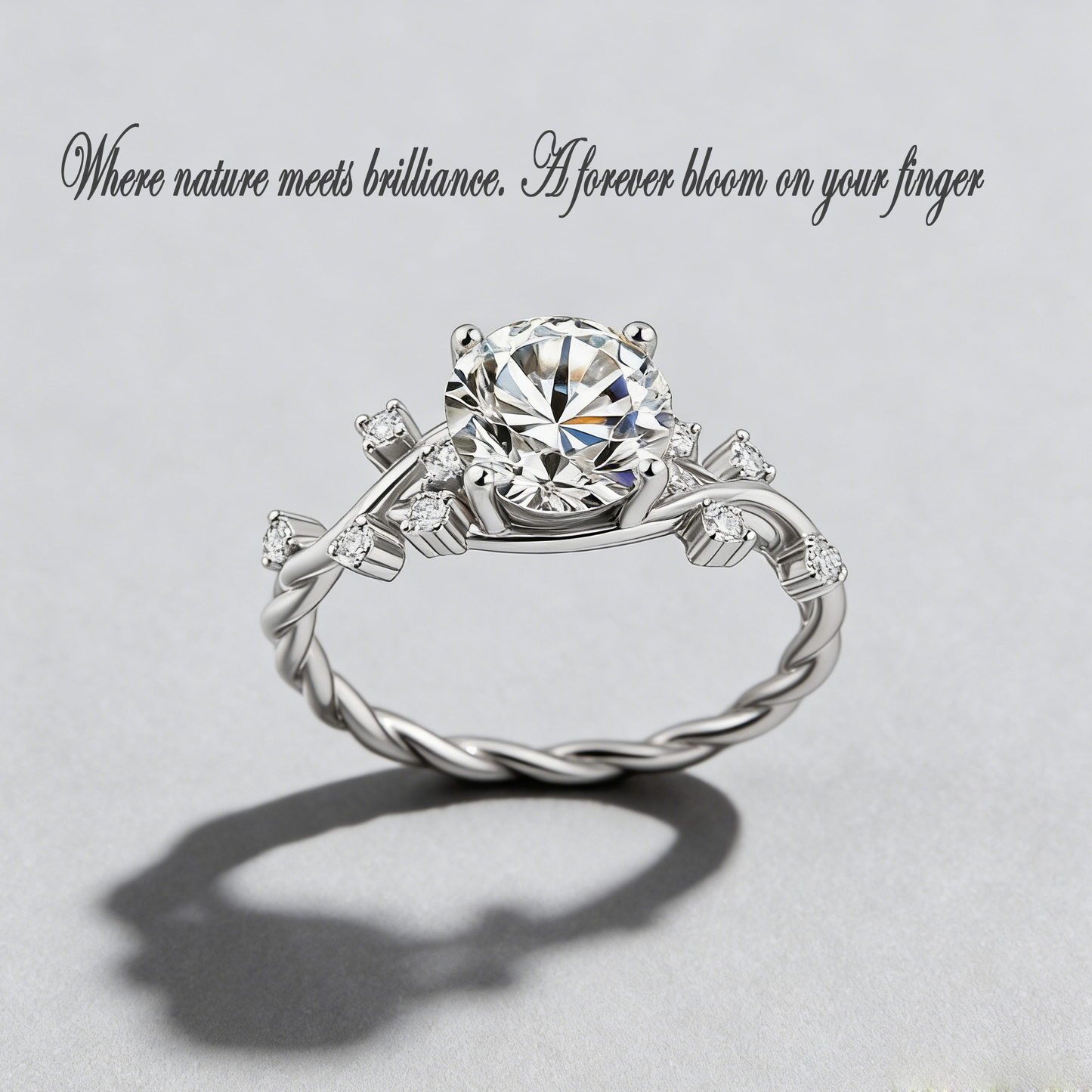 2CT Moissanite Vine Ring – 925 Sterling Silver Floral Design, GRA Certified
