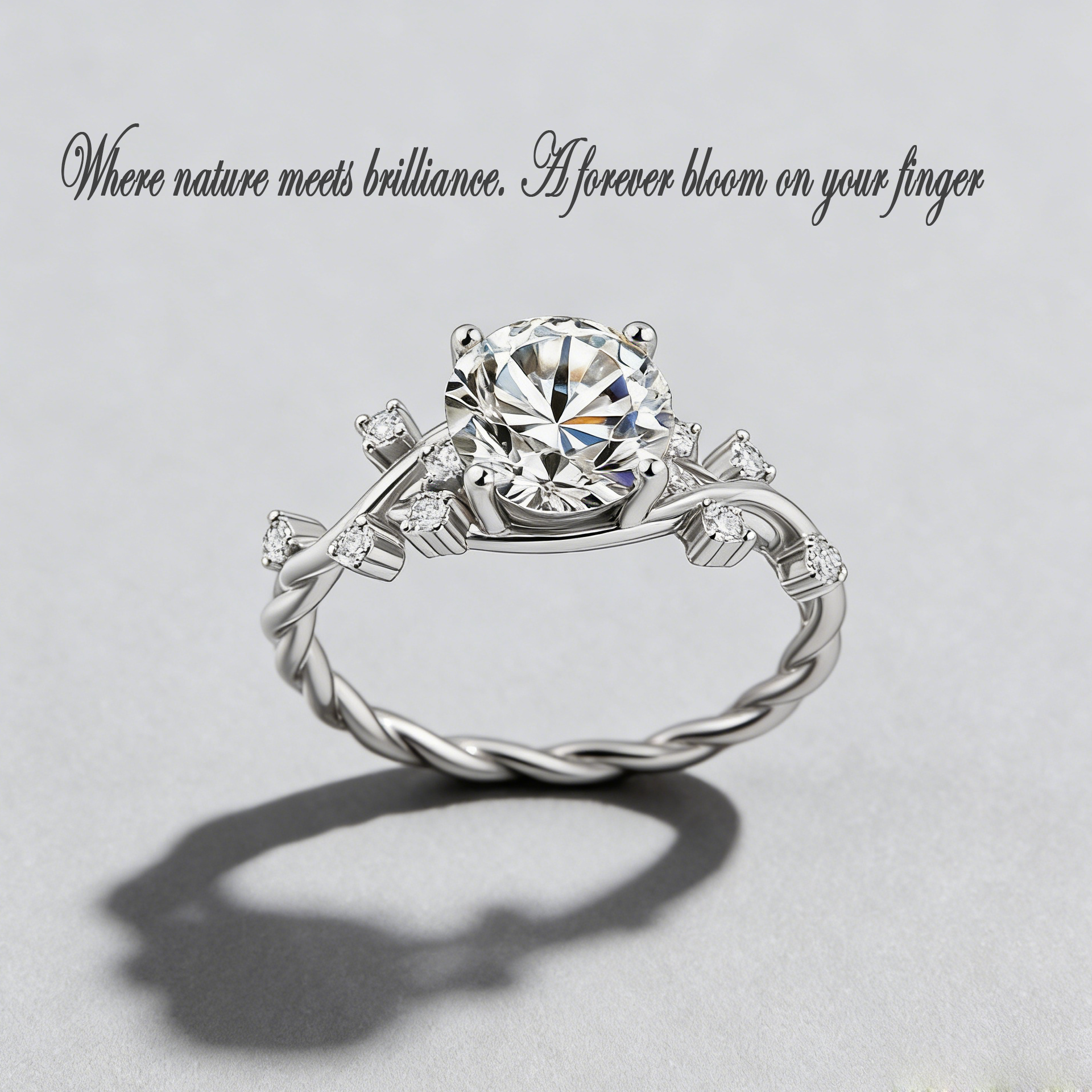 2CT Moissanite Vine Ring – 925 Sterling Silver Floral Design, GRA Certified