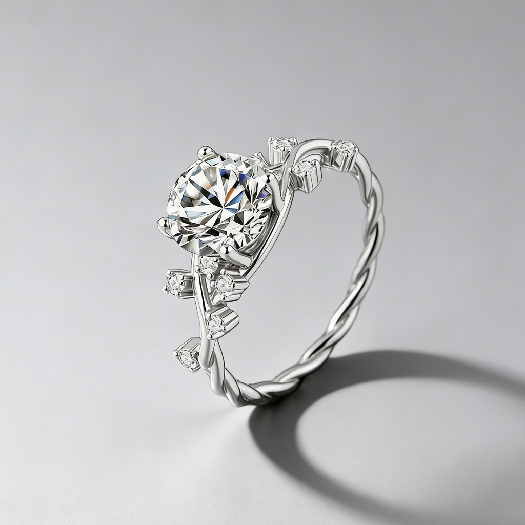 2CT Moissanite Vine Ring – 925 Sterling Silver Floral Design, GRA Certified