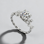 2CT Moissanite Vine Ring – 925 Sterling Silver Floral Design, GRA Certified