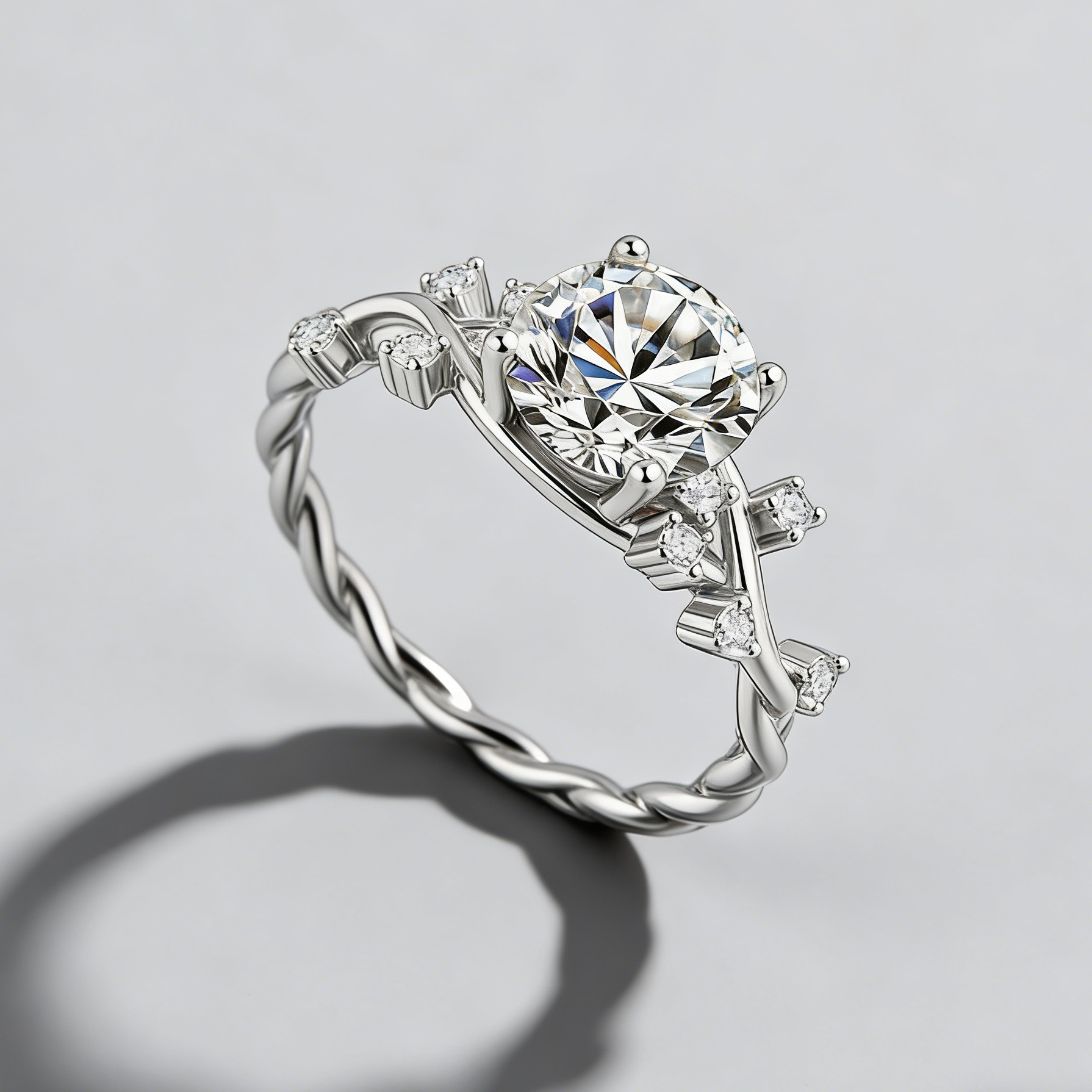 2CT Moissanite Vine Ring – 925 Sterling Silver Floral Design, GRA Certified