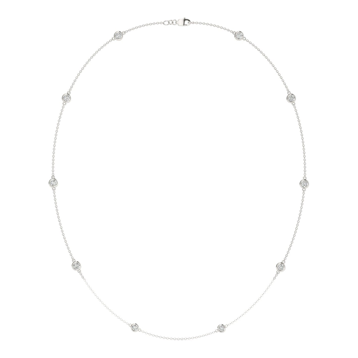 0.96 CTW DEW Round Moissanite Ten-Stone Station Necklace in Sterling Silver