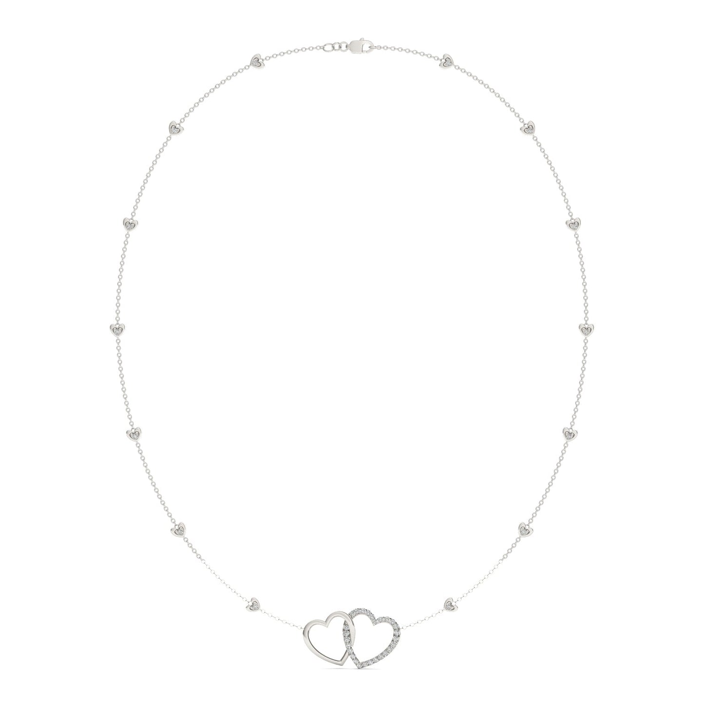 0.40 CTW DEW Moissanite Heart Station Necklace in Sterling Silver