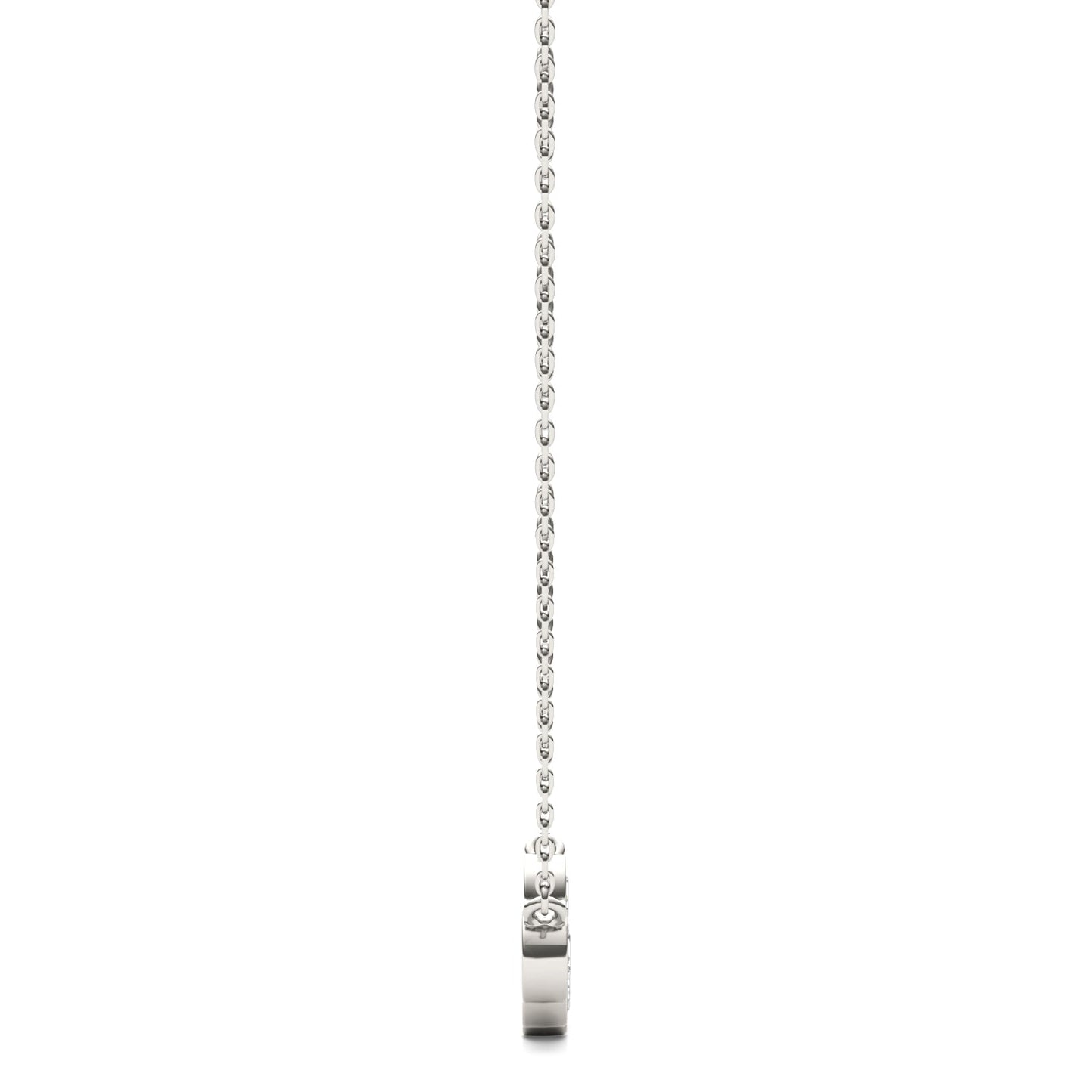 0.96 CTW DEW Round Moissanite Curved Bar Necklace in Sterling Silver