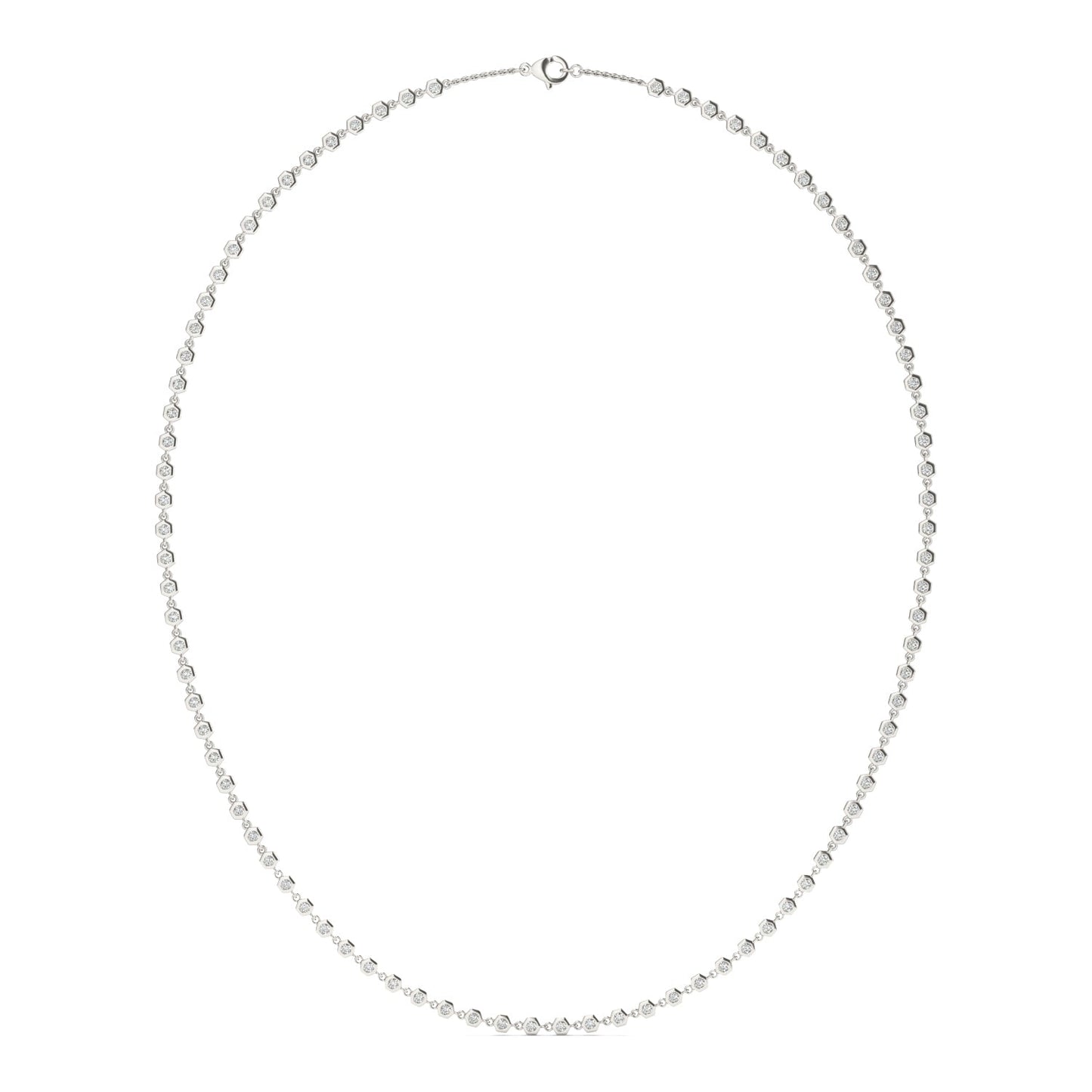 1.29 CTW DEW Moissanite Bezel Station Necklace in Sterling Silver