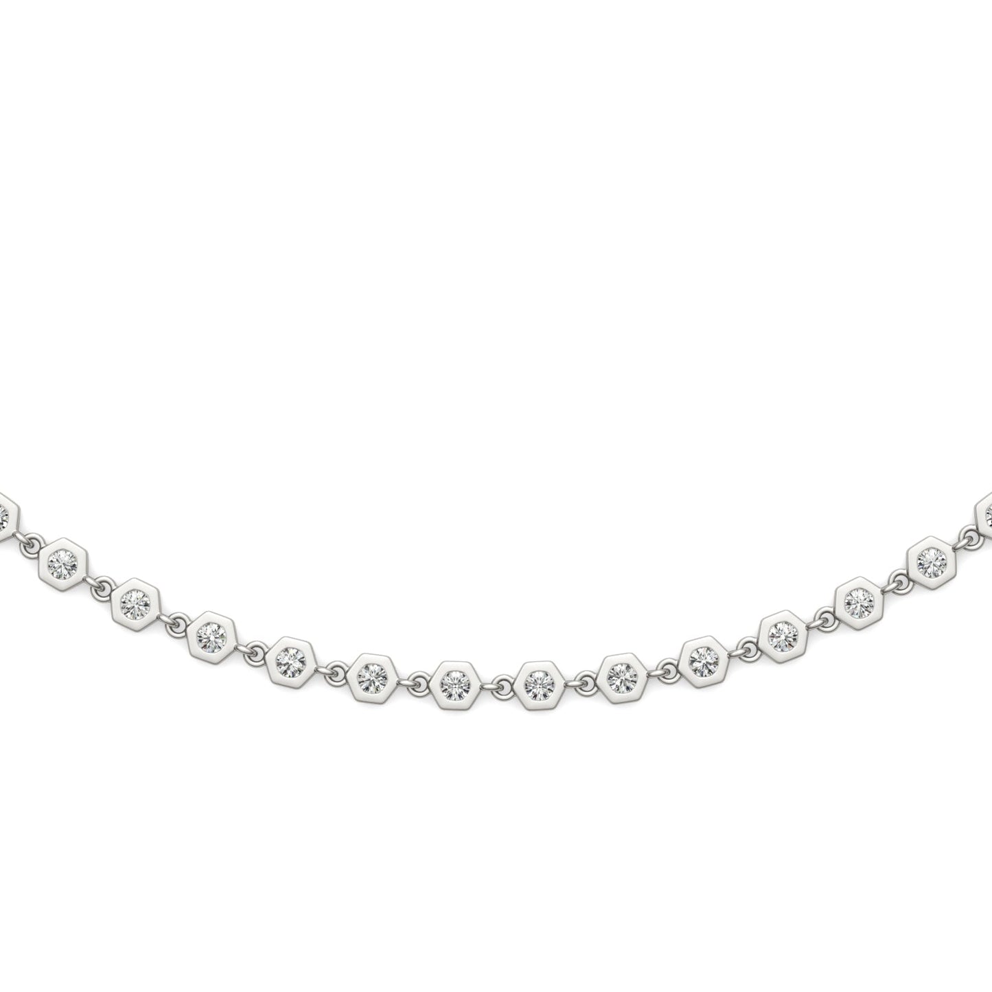 1.29 CTW DEW Moissanite Bezel Station Necklace in Sterling Silver