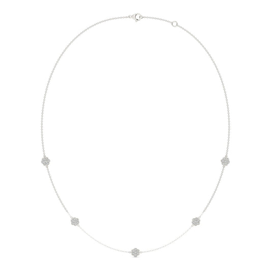 0.53 CTW DEW Moissanite Floral Station Necklace in Sterling Silver