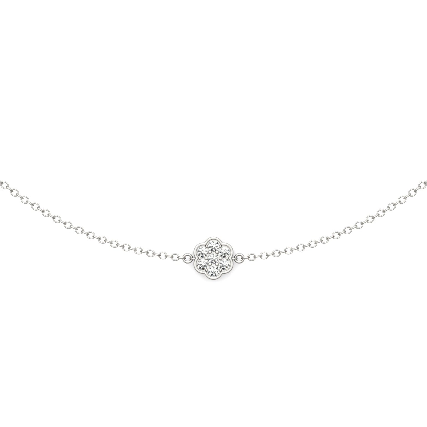 0.53 CTW DEW Moissanite Floral Station Necklace in Sterling Silver