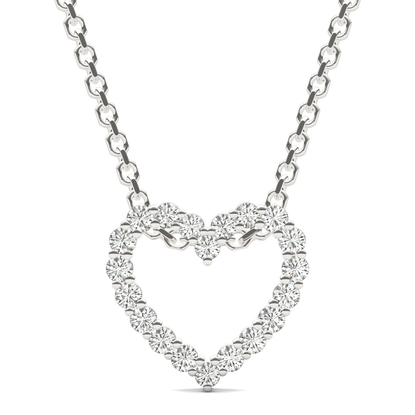 0.28 CTW DEW Round Moissanite Heart Sliding Pendant in Sterling Silver