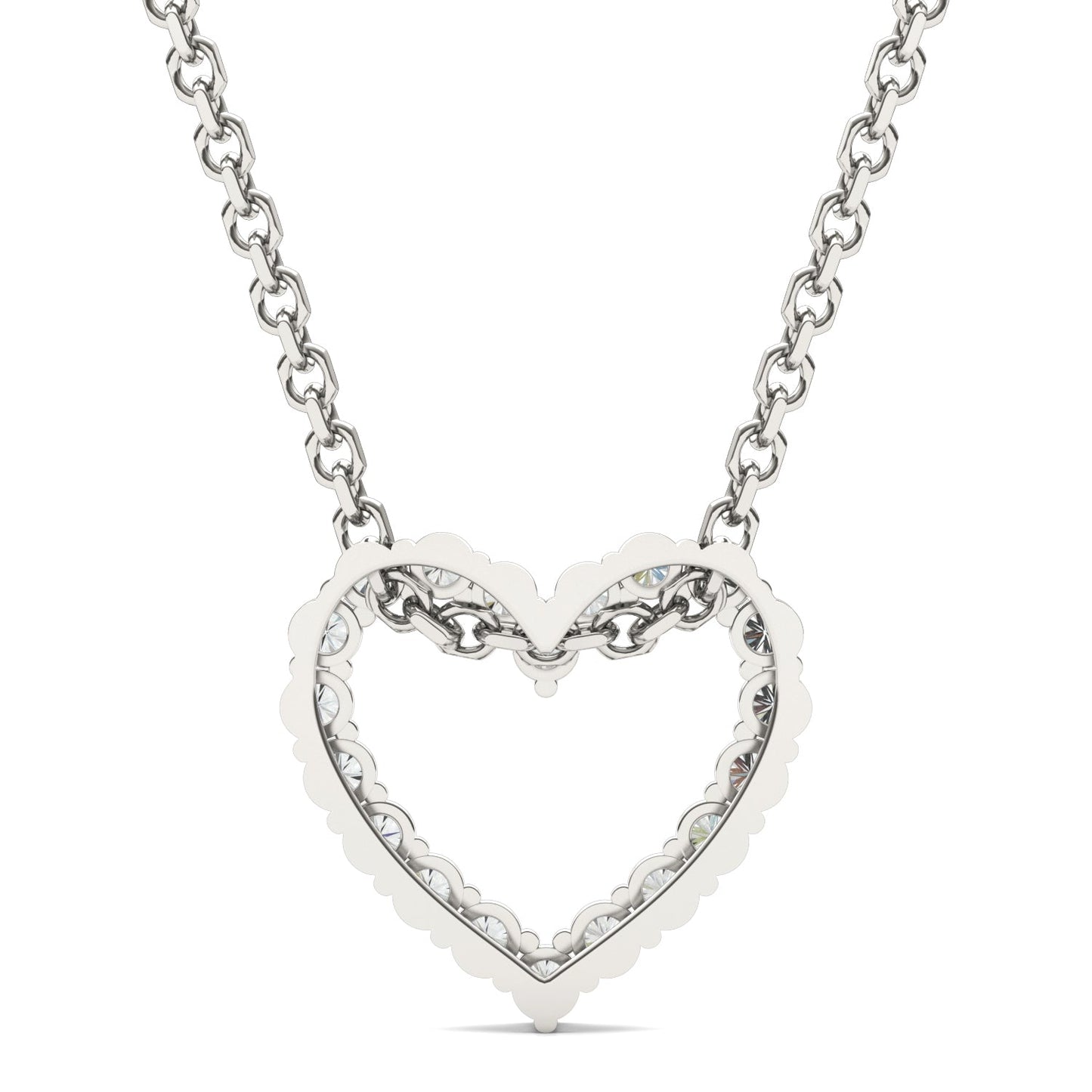 0.28 CTW DEW Round Moissanite Heart Sliding Pendant in Sterling Silver