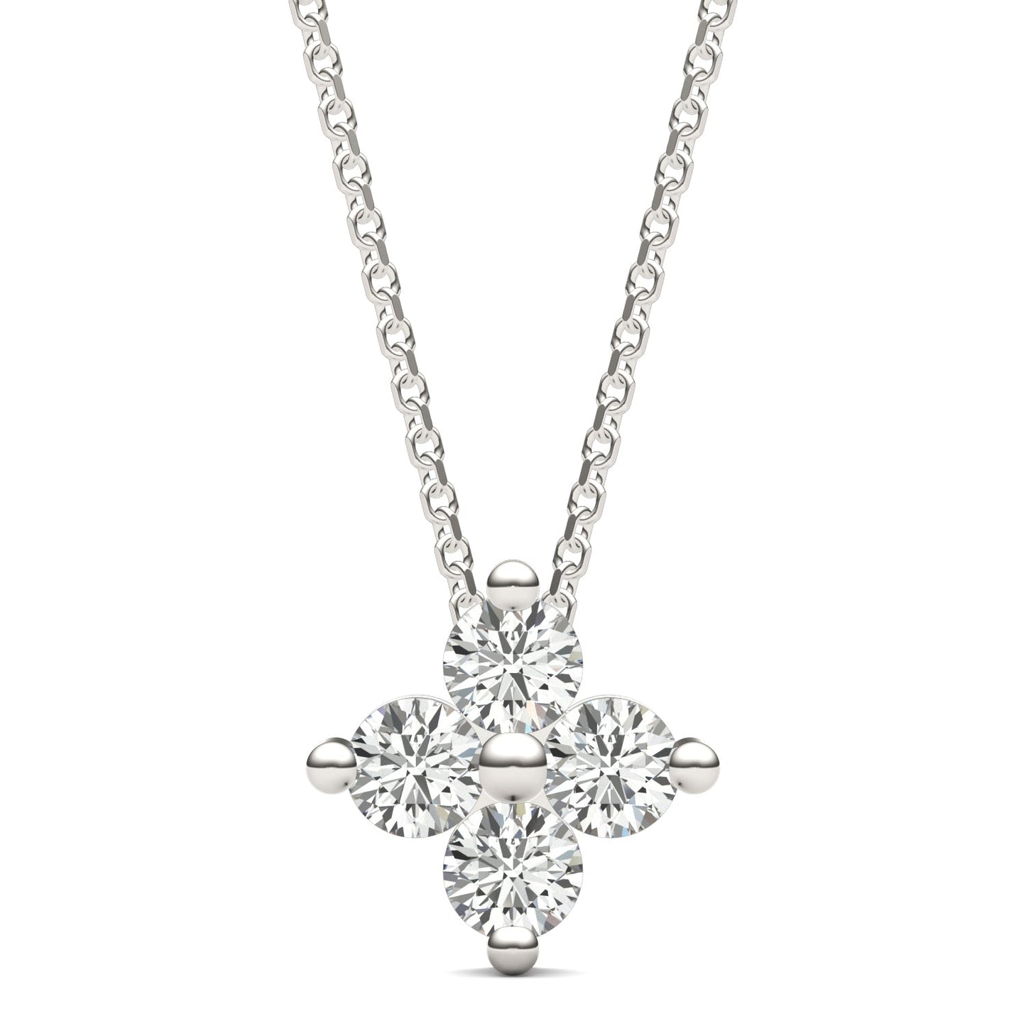 0.92 CTW DEW Moissanite Floral Pendant in Sterling Silver