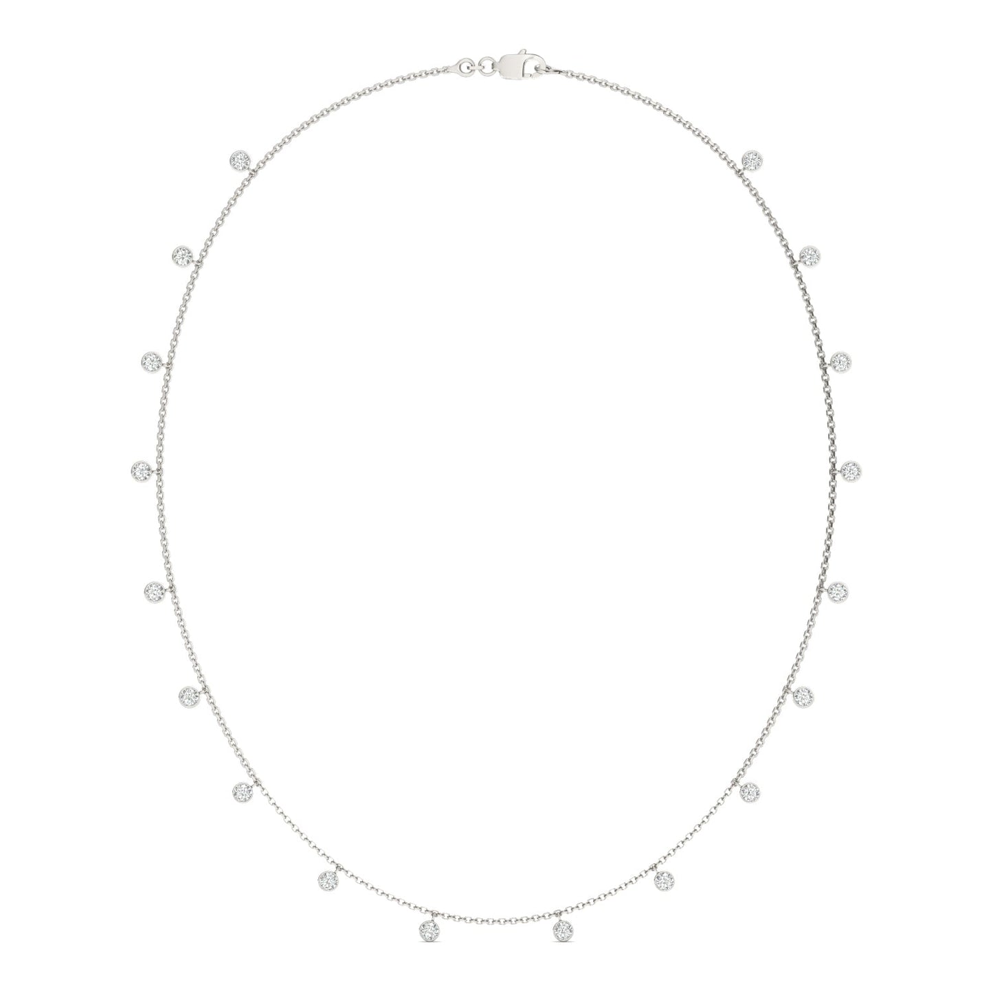 1.86 CTW DEW Round Moissanite Drop Station Necklace in Sterling Silver