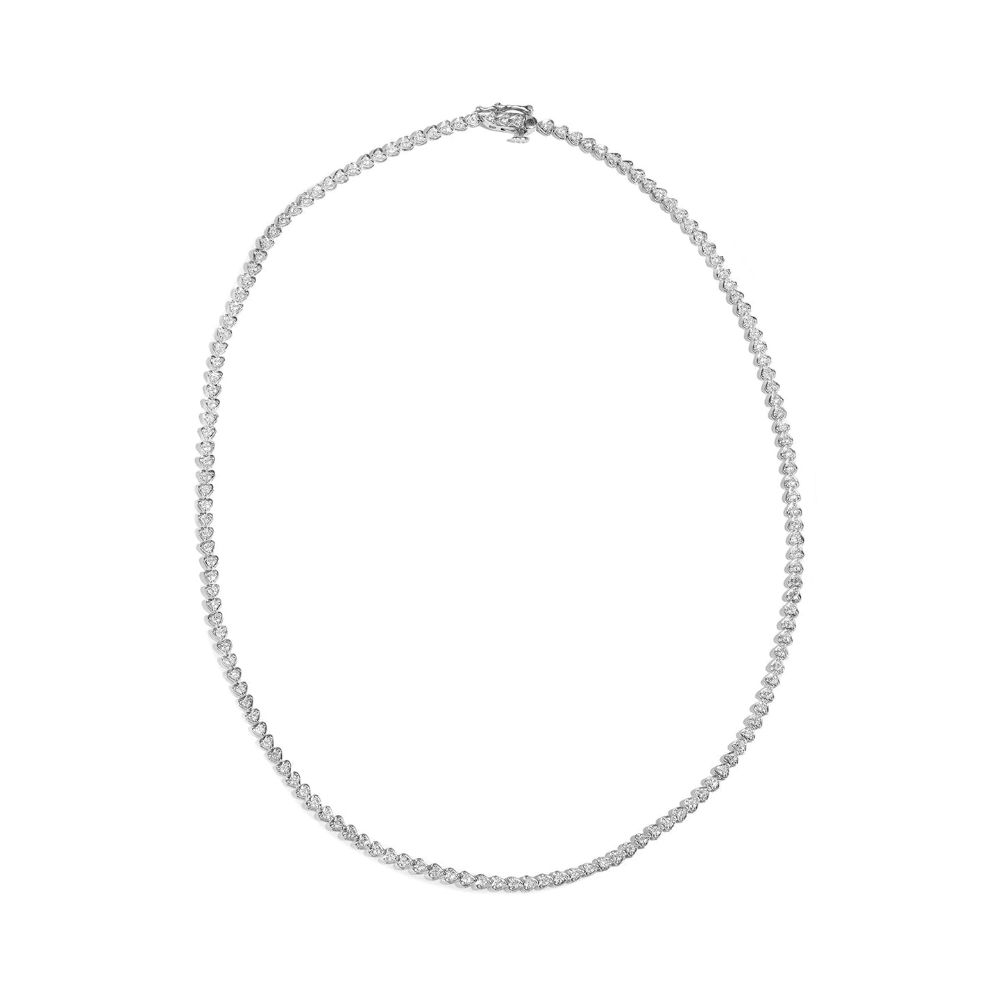2.18 CTW DEW Moissanite East-West Heart Tennis Necklace in Sterling Silver