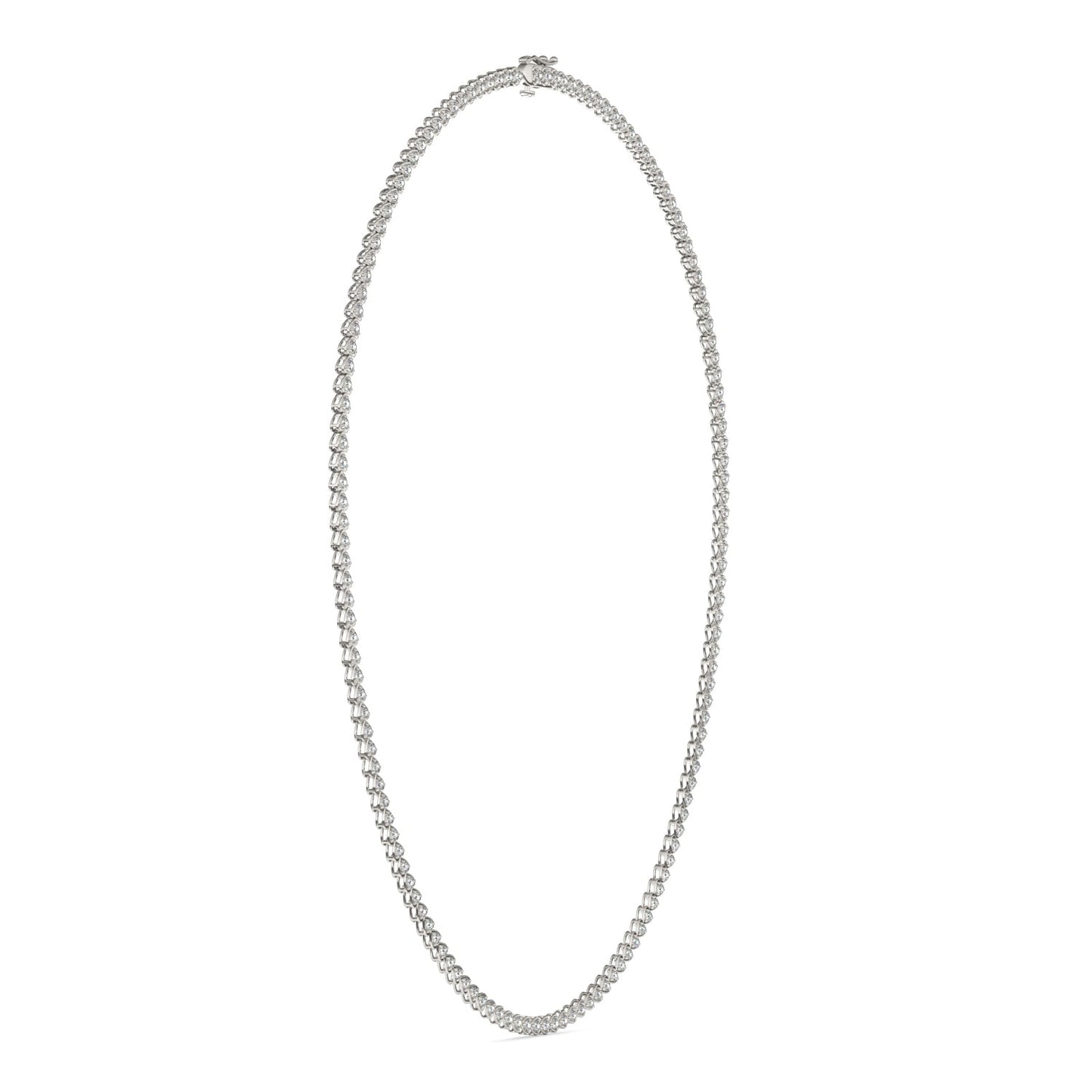 2.18 CTW DEW Moissanite East-West Heart Tennis Necklace in Sterling Silver