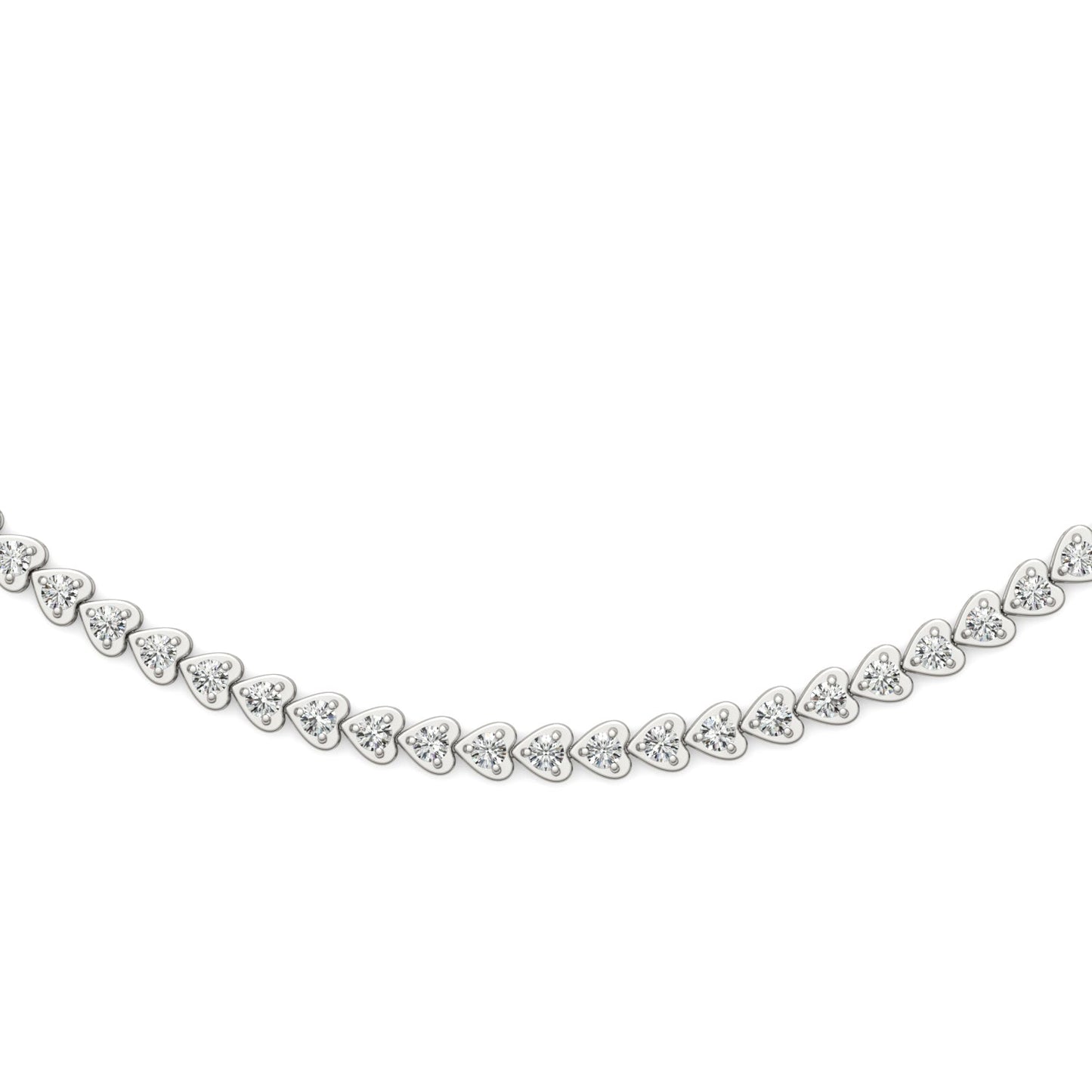 2.18 CTW DEW Moissanite East-West Heart Tennis Necklace in Sterling Silver