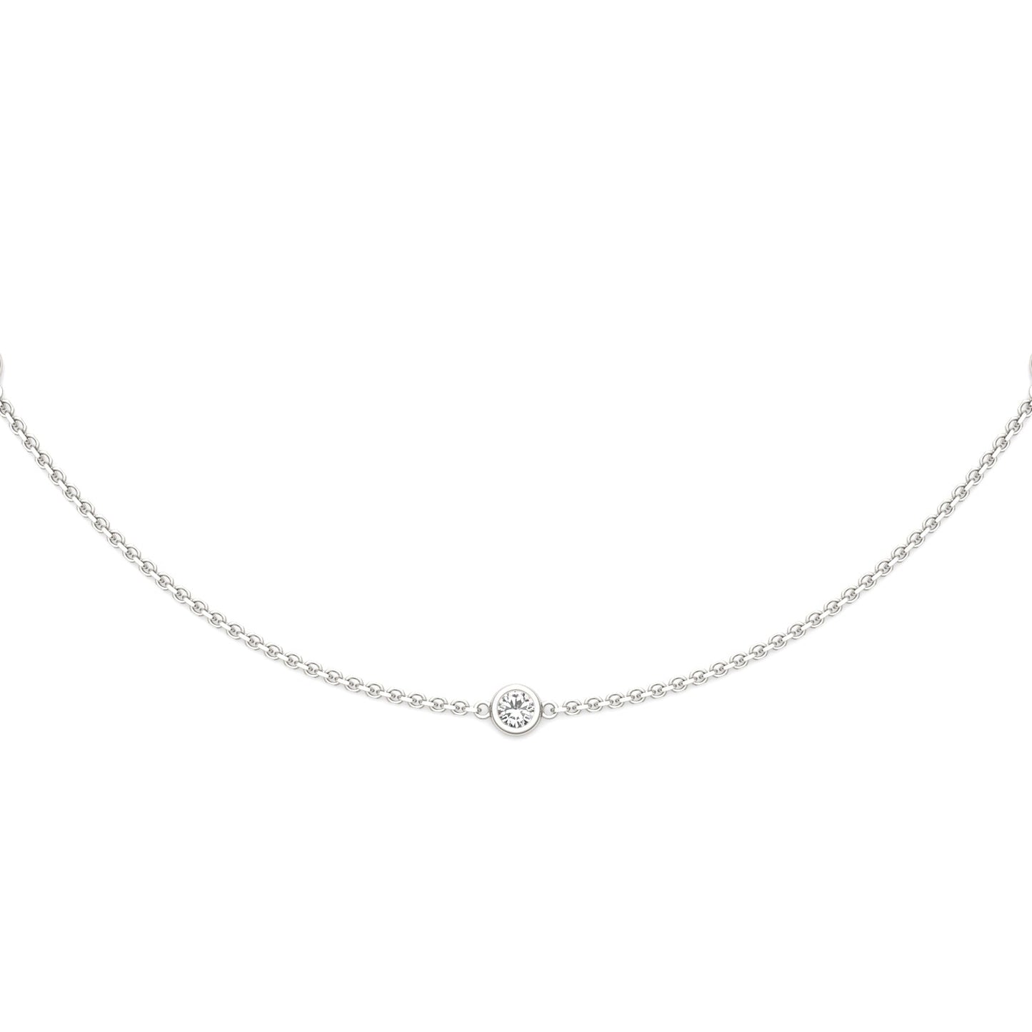 0.30 CTW DEW Round Moissanite Three-Stone Station Necklace in Sterling Silver