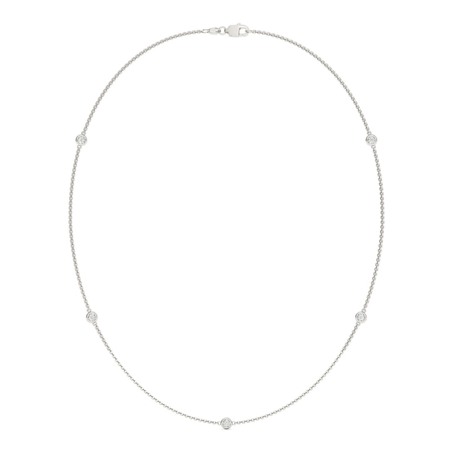 0.50 CTW DEW Round Moissanite Five-Stone Station Necklace in Sterling Silver