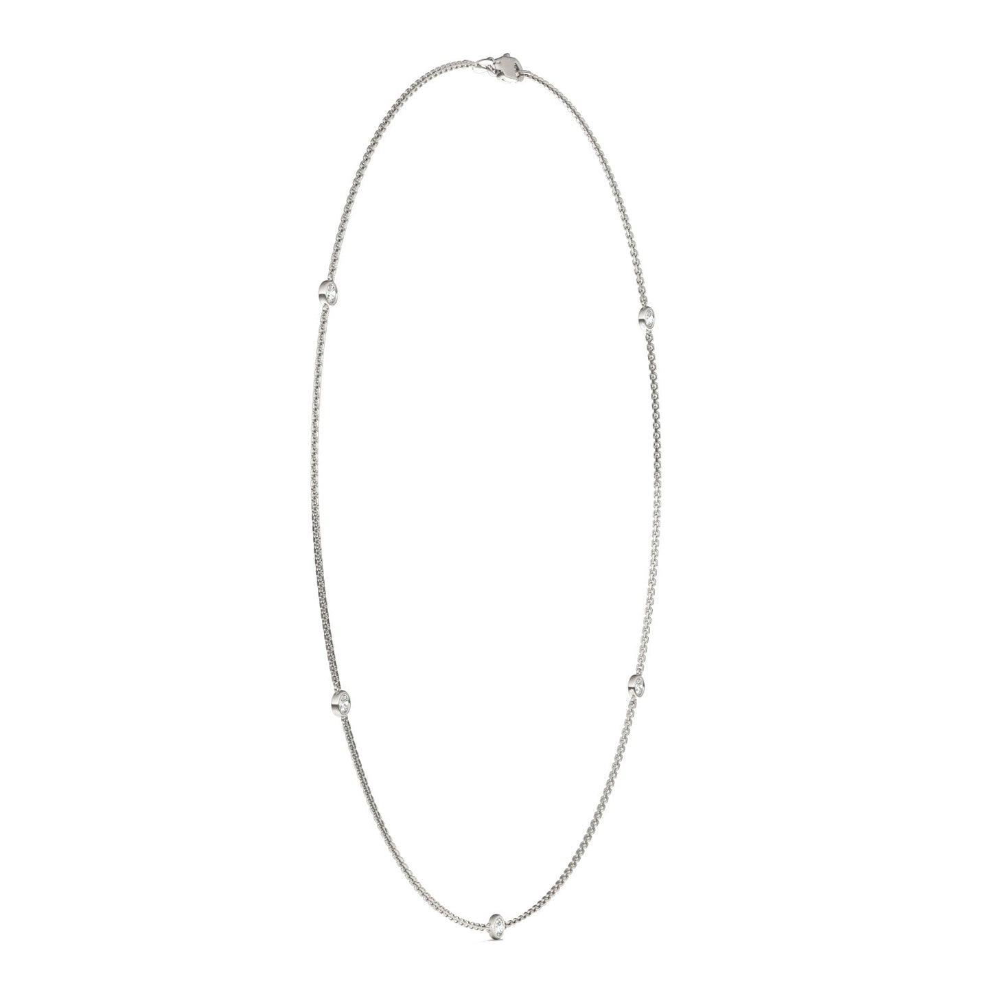 0.50 CTW DEW Round Moissanite Five-Stone Station Necklace in Sterling Silver