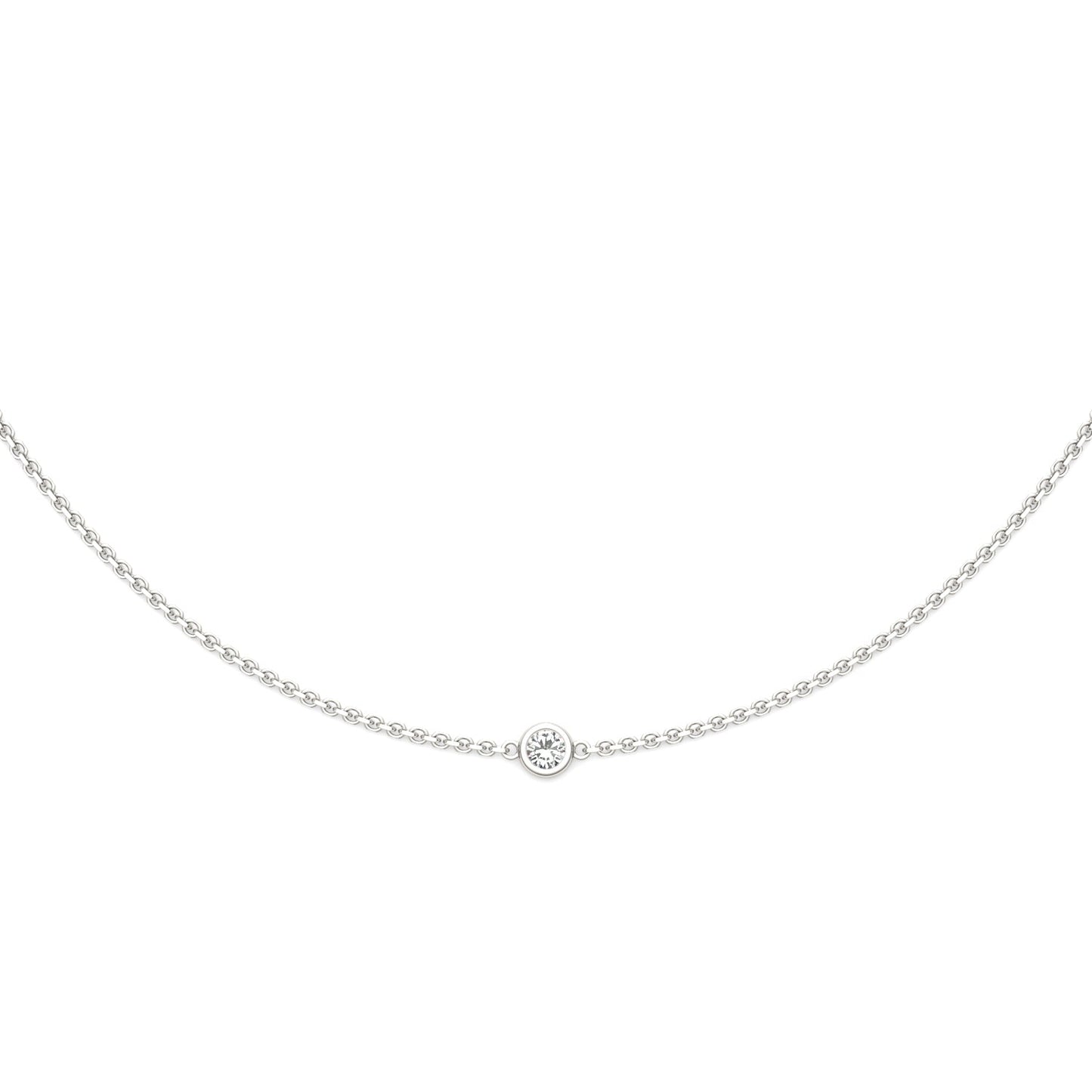 0.50 CTW DEW Round Moissanite Five-Stone Station Necklace in Sterling Silver