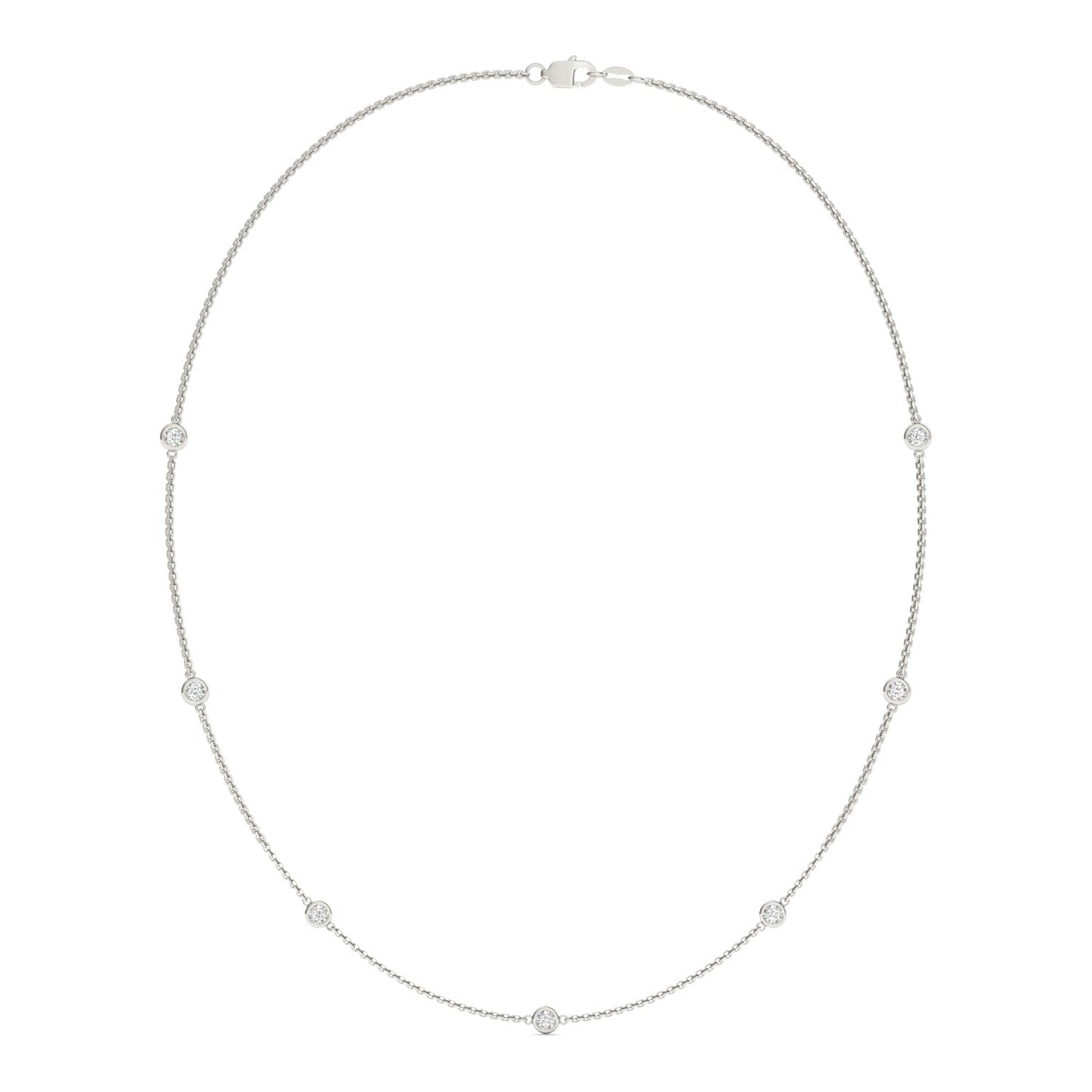 0.70 CTW DEW Round Moissanite Seven-Stone Station Necklace in Sterling Silver