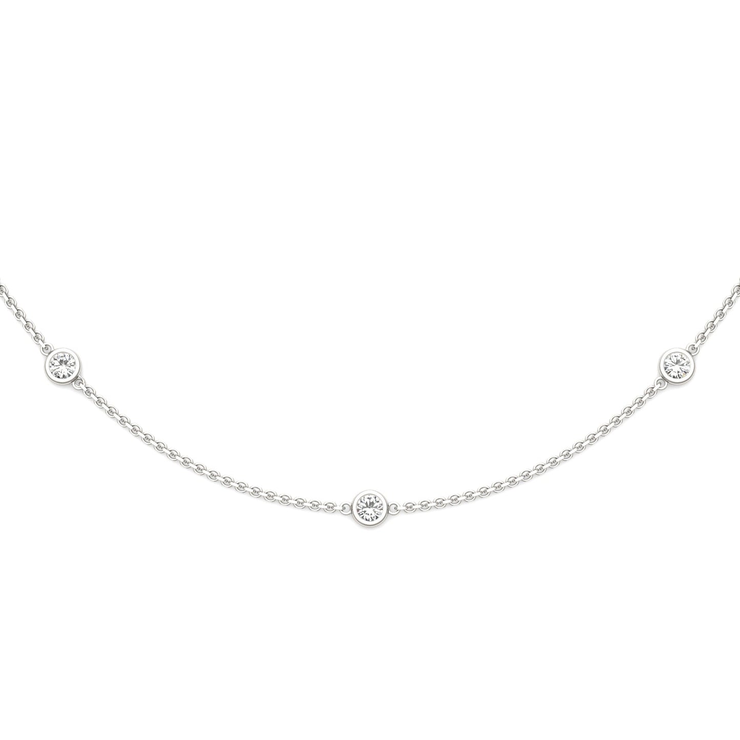0.70 CTW DEW Round Moissanite Seven-Stone Station Necklace in Sterling Silver