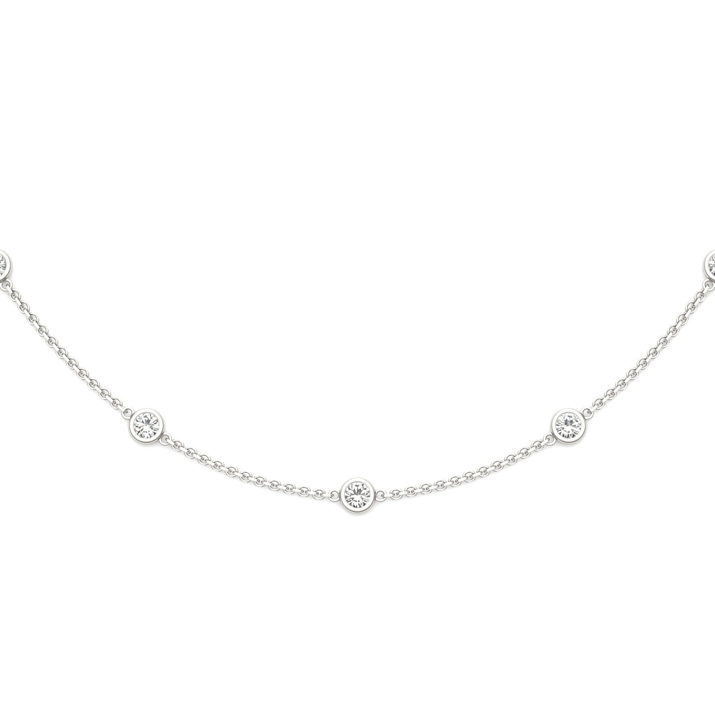 0.90 CTW DEW Round Moissanite Nine-Stone Station Necklace in Sterling Silver